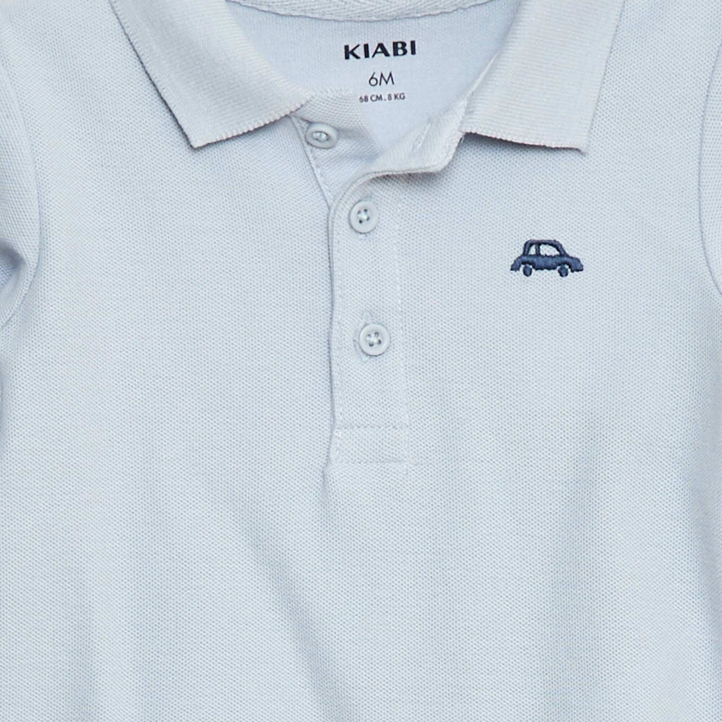 Polo en coton piqué à manches longues BLEU