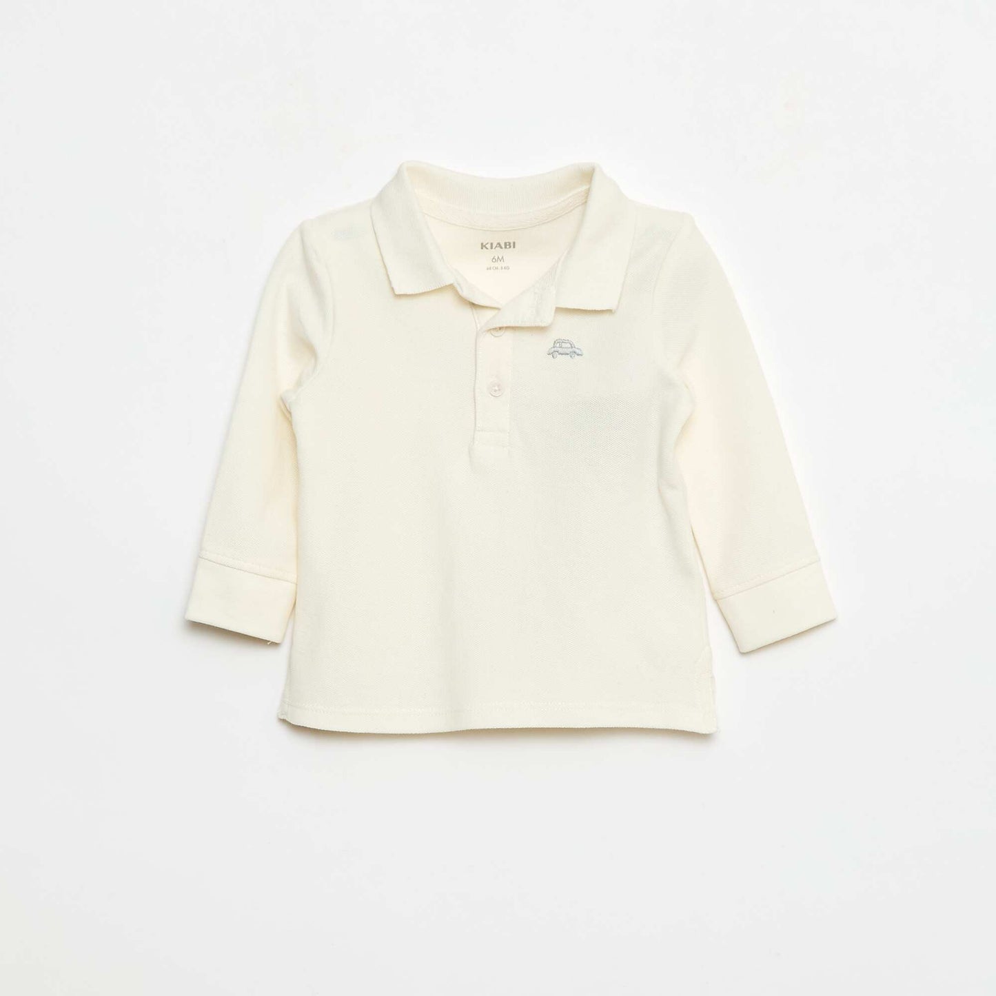 Polo en coton piqué à manches longues BLANC