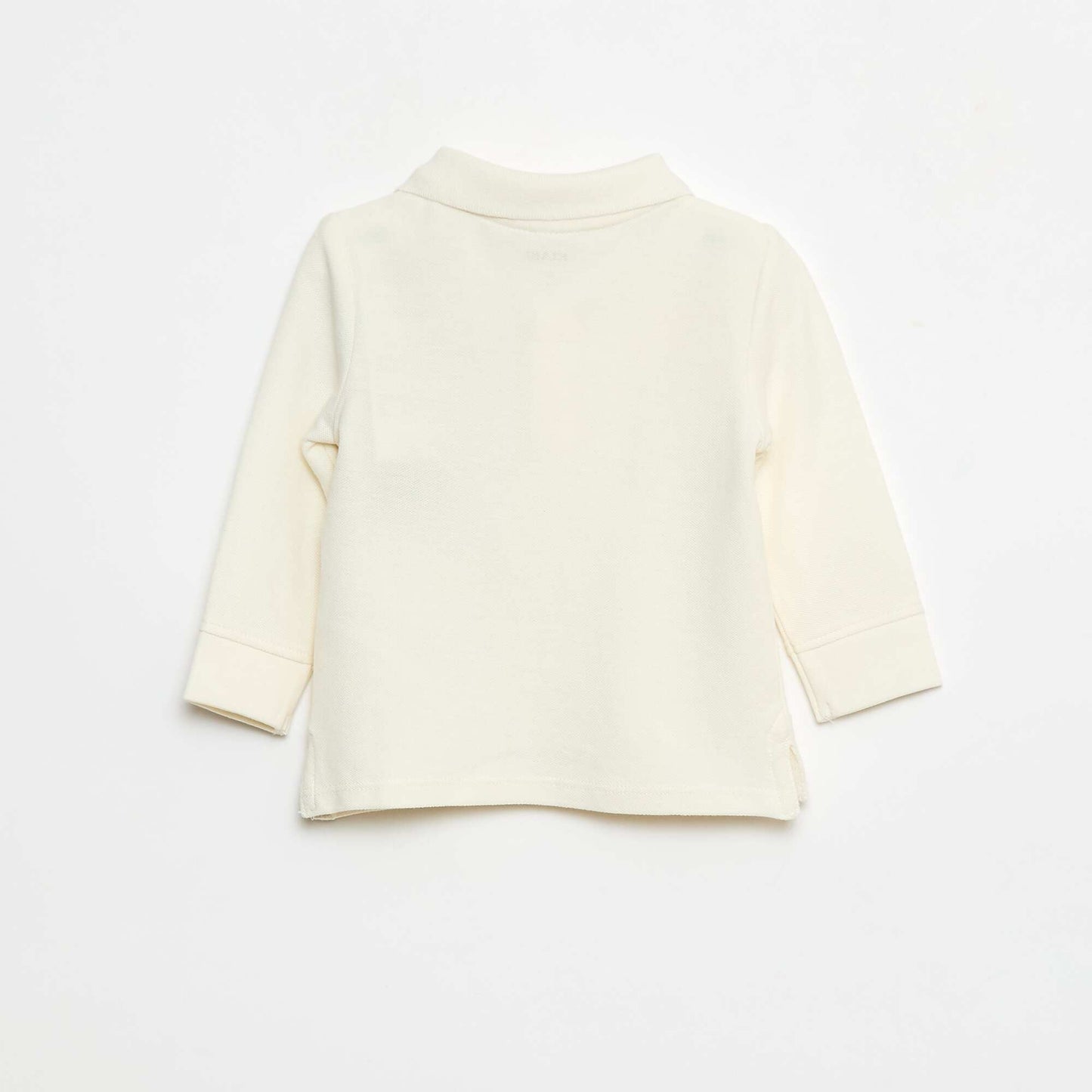 Polo en coton piqué à manches longues BLANC