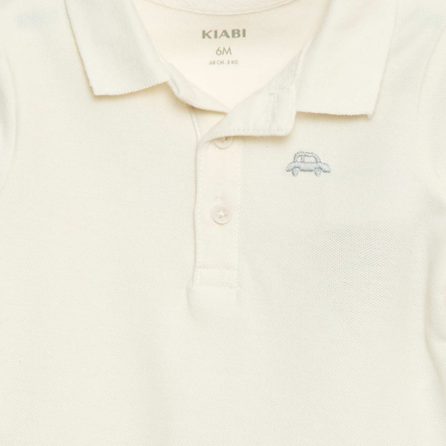 Polo en coton piqué à manches longues BLANC