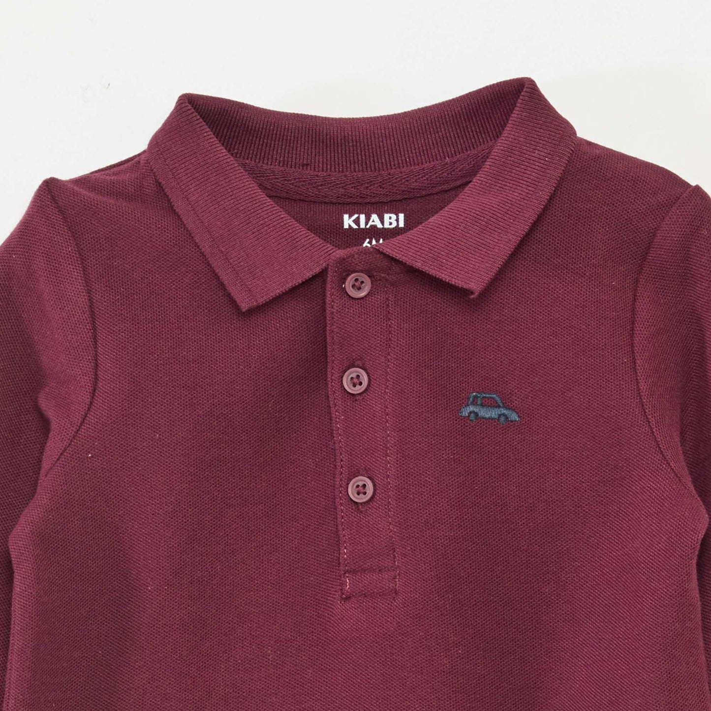 Polo en coton piqué à manches longues ROUGE