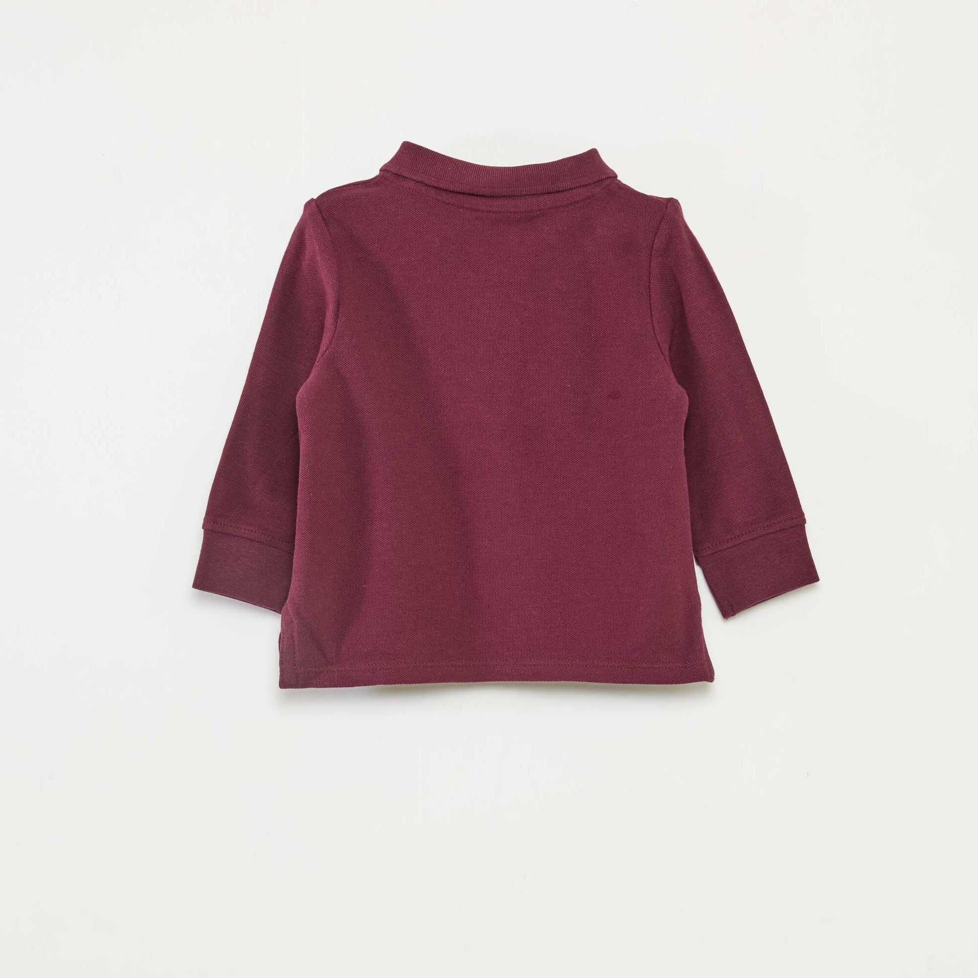 Polo en coton piqué à manches longues ROUGE