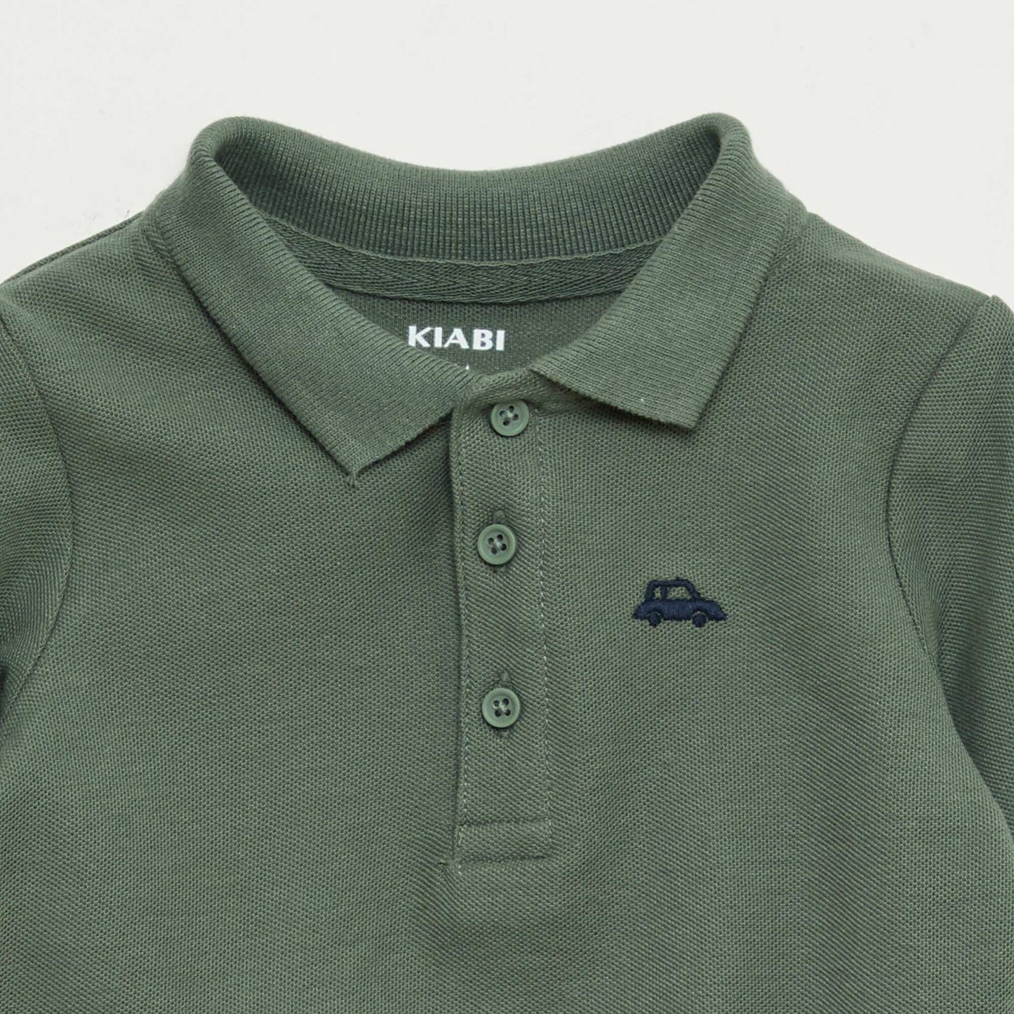 Polo en coton piqué à manches longues VERT