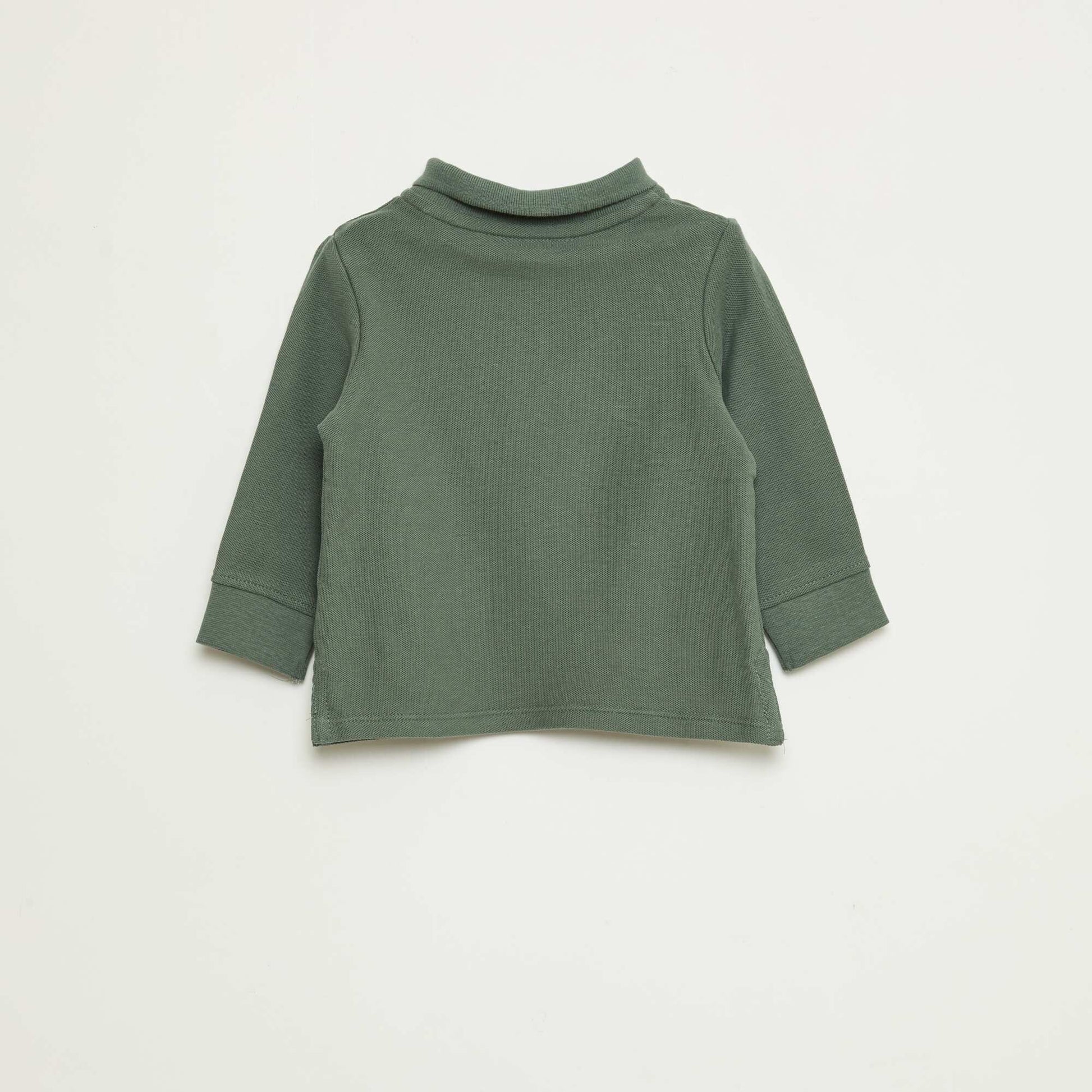 Polo en coton piqué à manches longues VERT