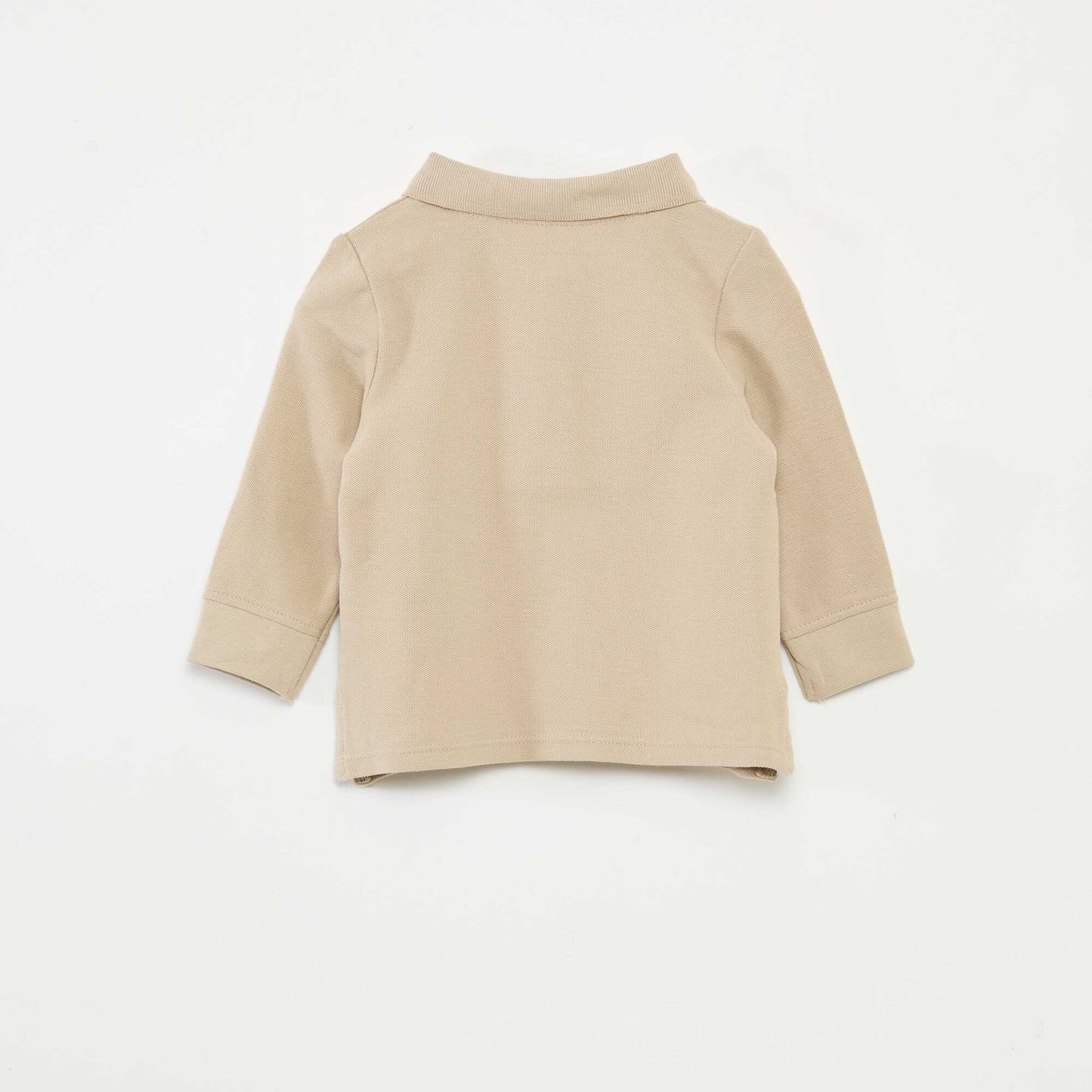 Polo en coton piqué à manches longues BEIGE
