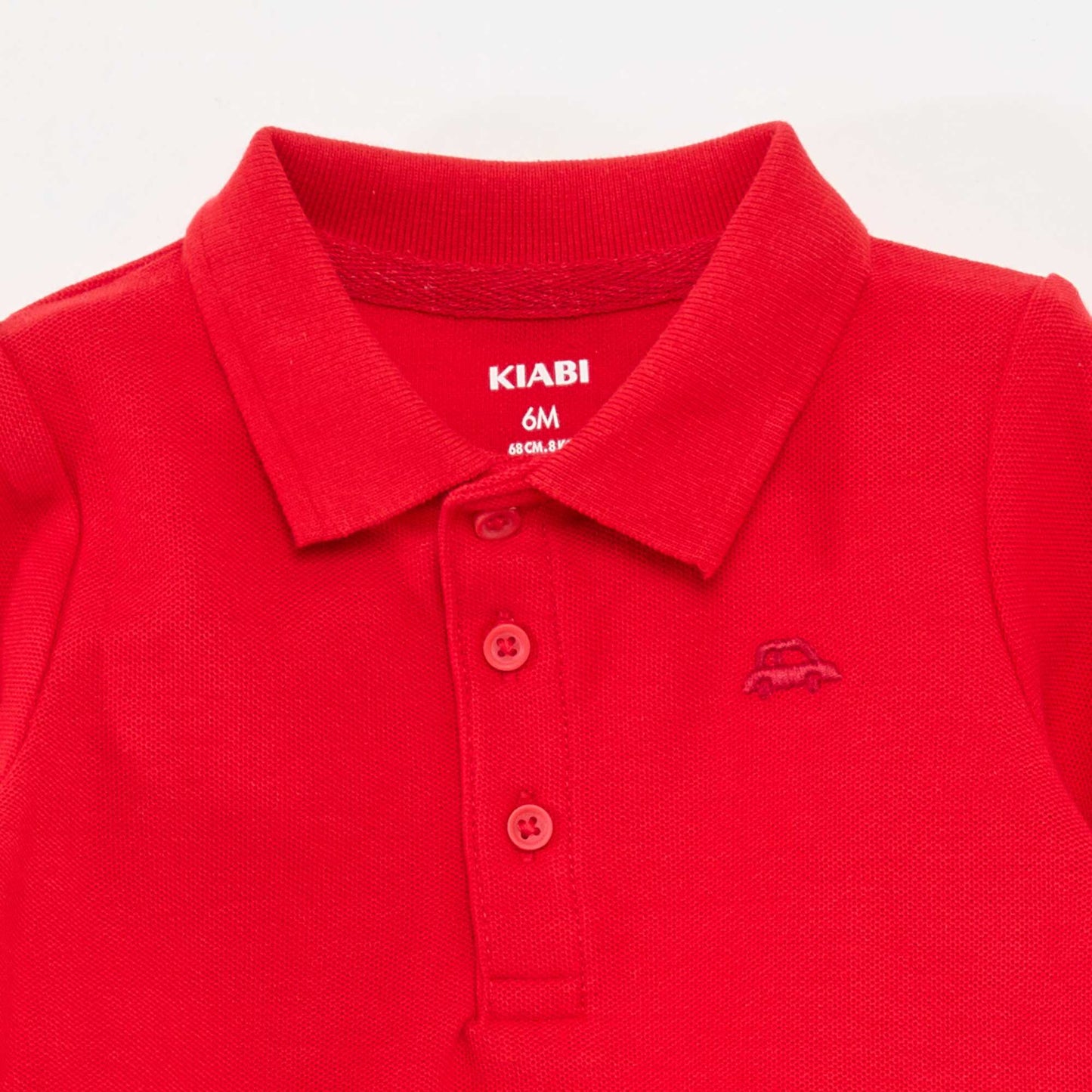 Polo en coton piqué à manches longues ROUGE