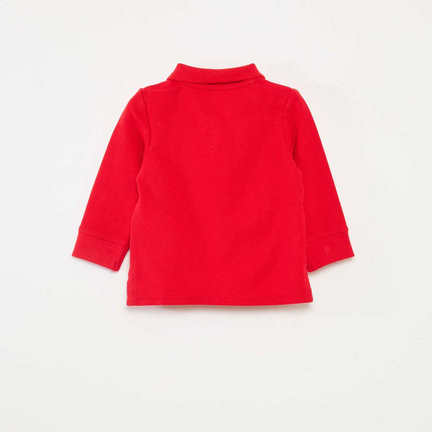 Polo en coton piqué à manches longues ROUGE