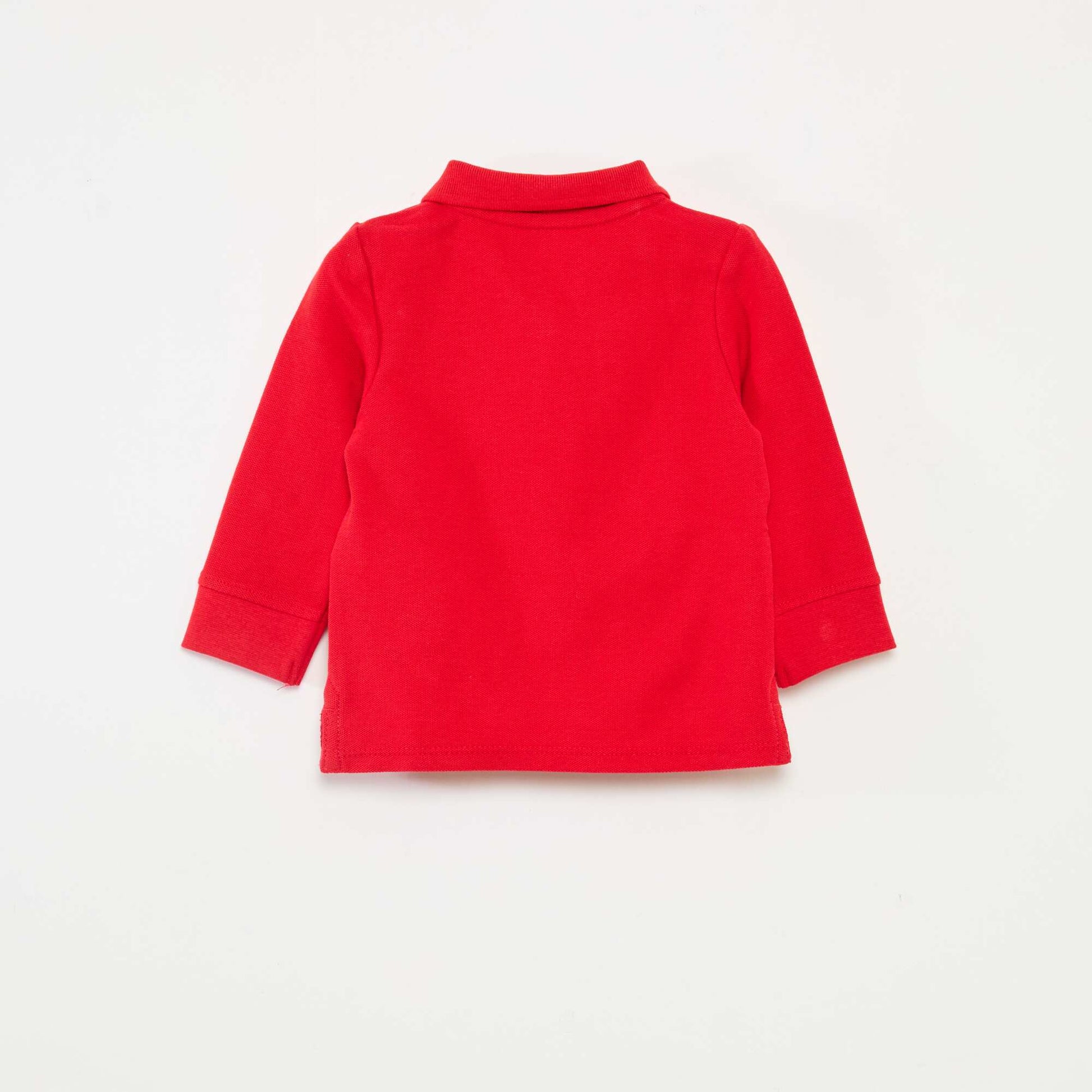 Polo en coton piqué à manches longues ROUGE