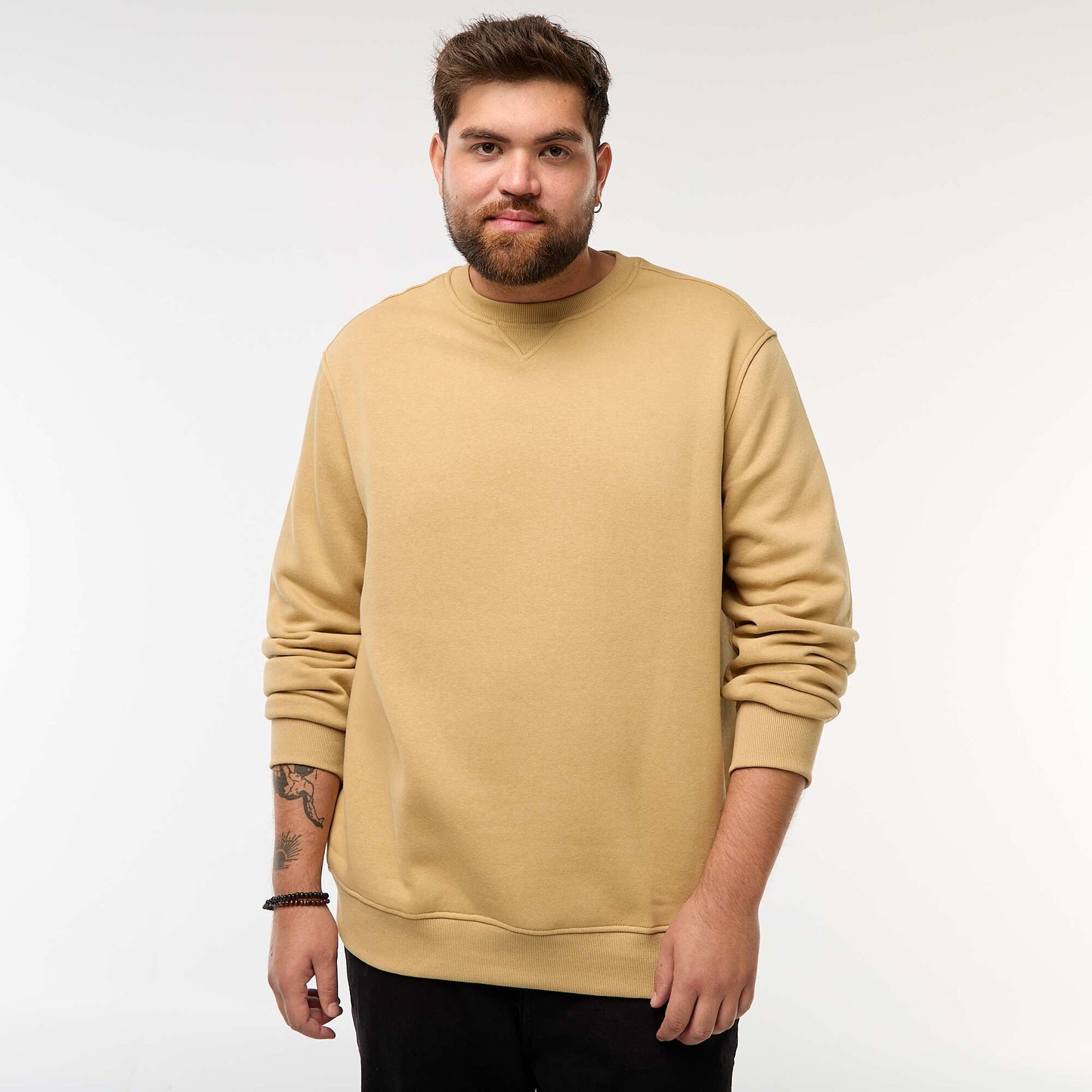 Sweat à col rond uni BEIGE