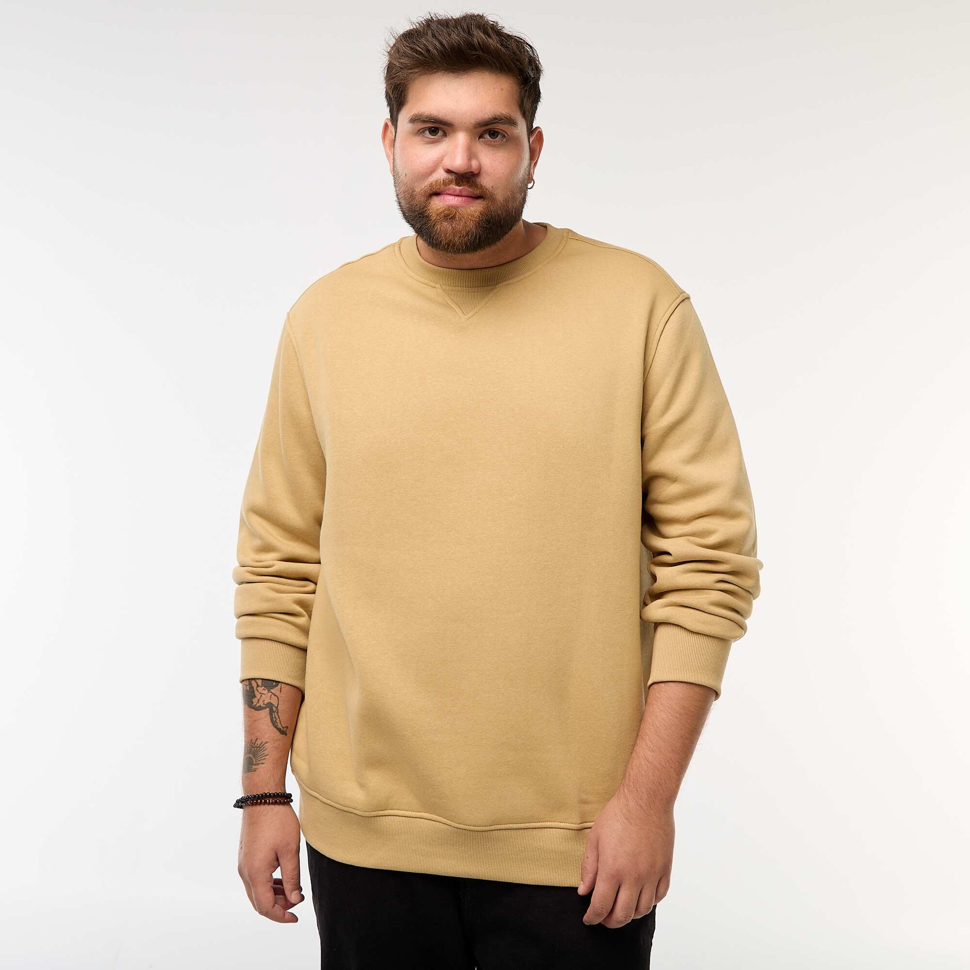 Sweat à col rond uni BEIGE