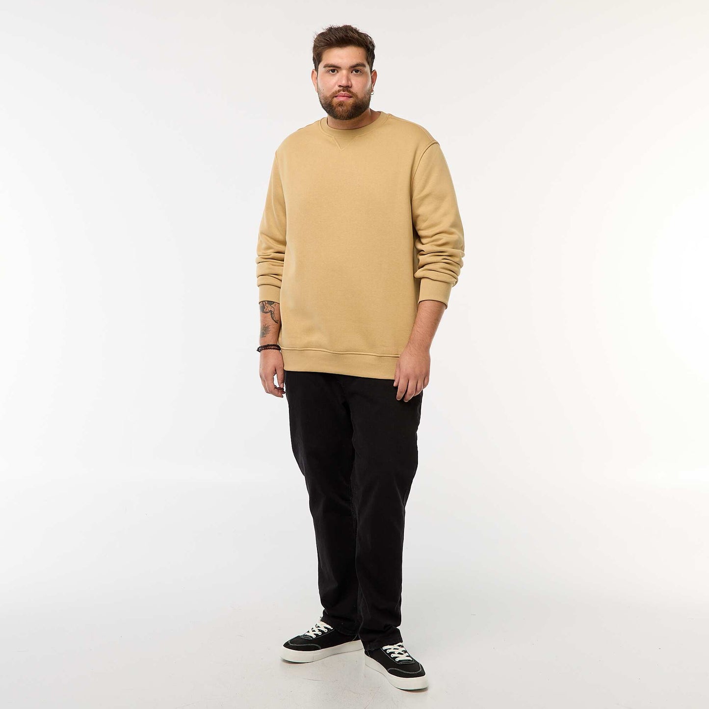 Sweat à col rond uni BEIGE
