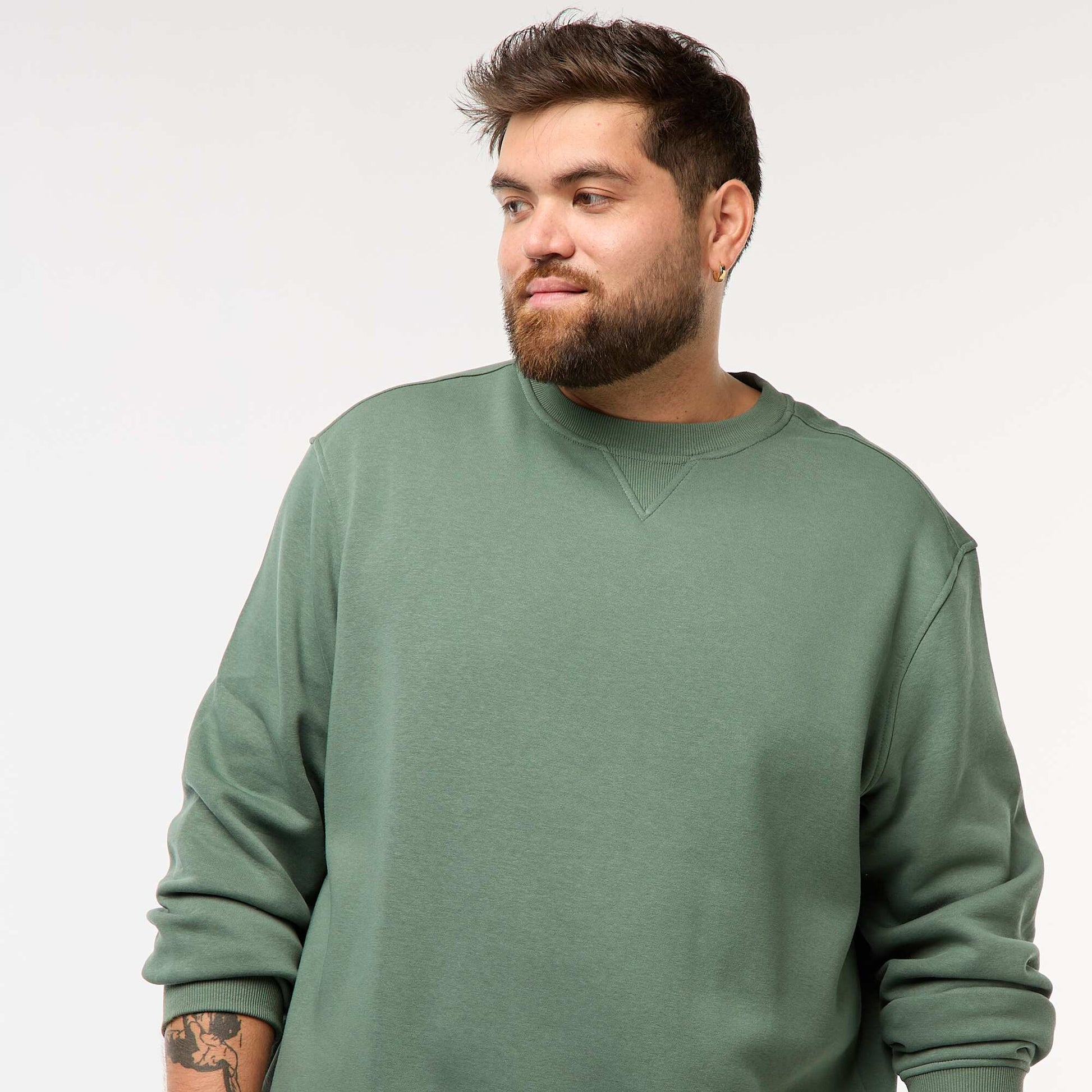 Sweat à col rond uni VERT