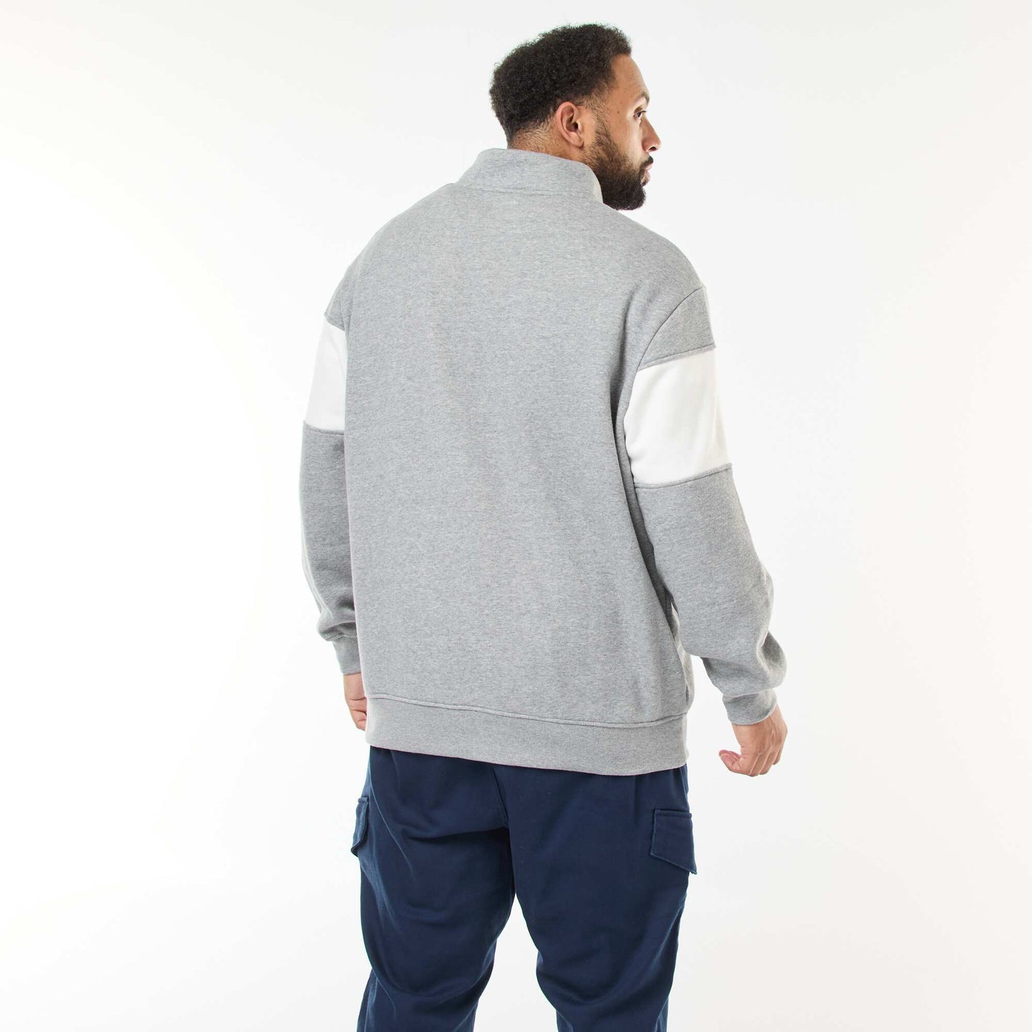 Pull col camionneur esprit colorblock en molleton GRIS