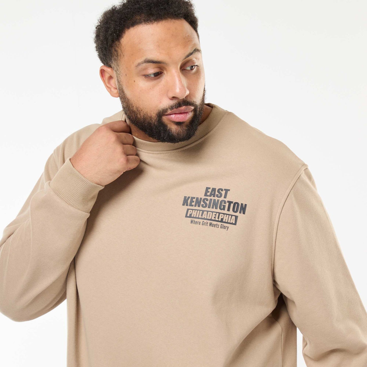 Sweat imprimé recto verso en molleton léger BEIGE