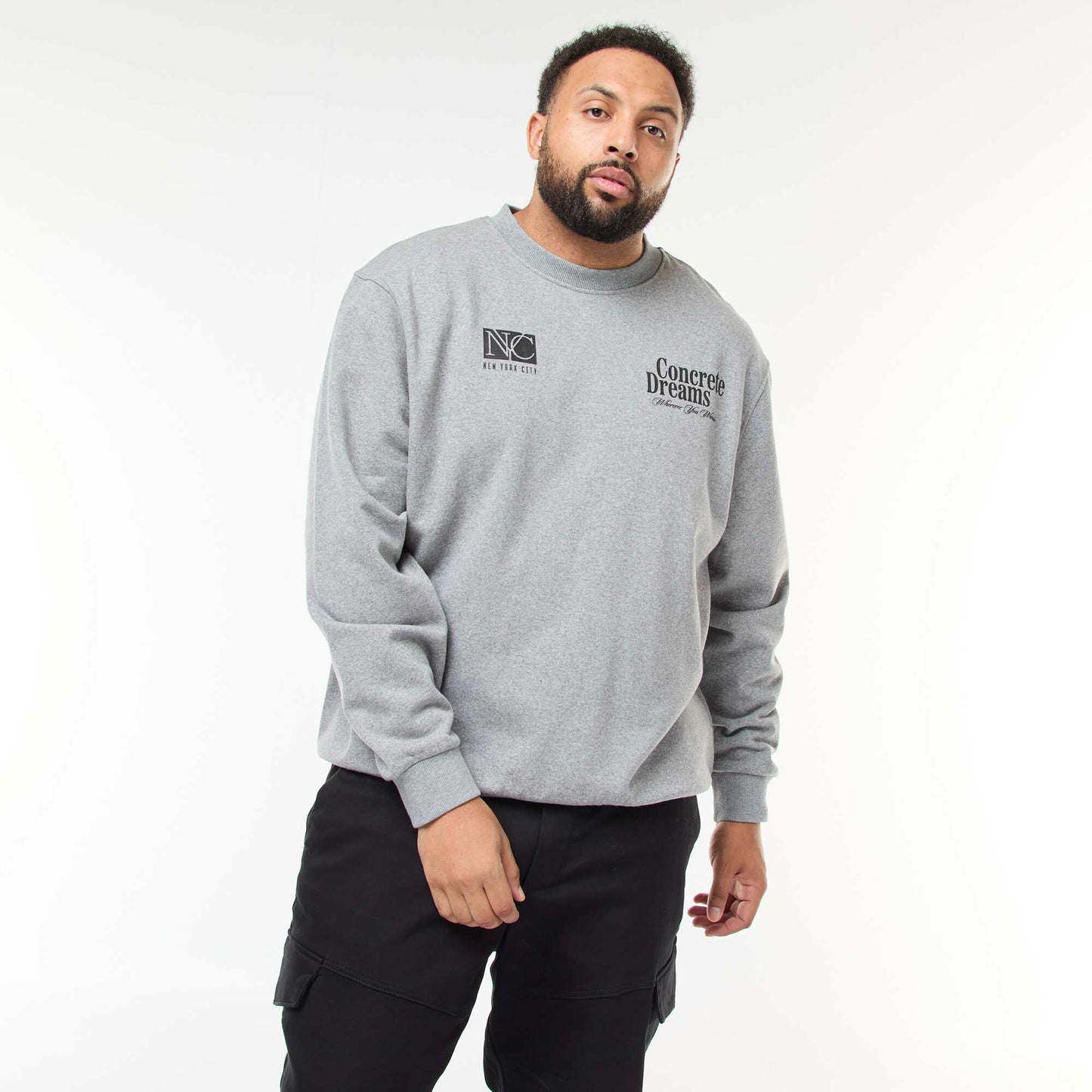 Sweat imprimé recto verso en molleton léger GRIS
