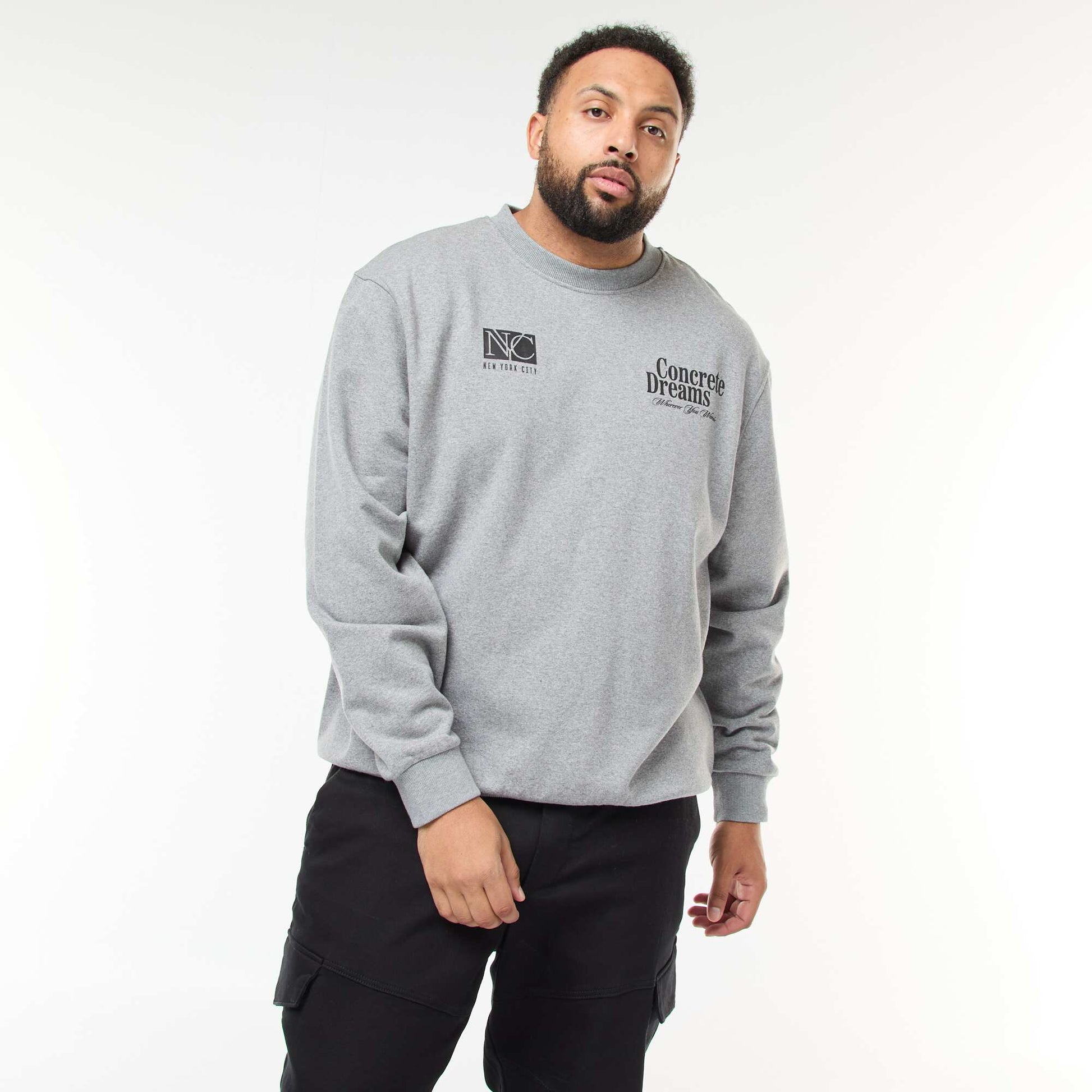 Sweat imprimé recto verso en molleton léger GRIS