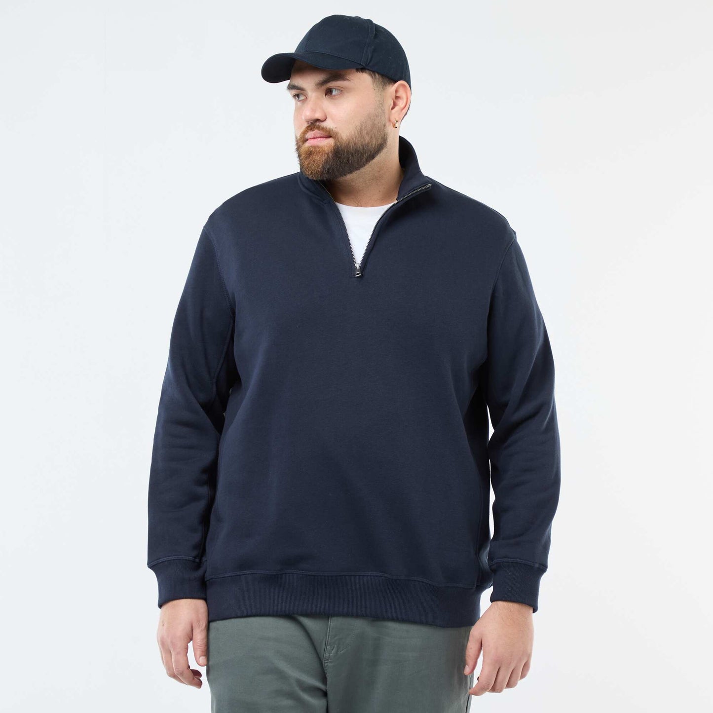 Sweat uni à col camionneur BLEU