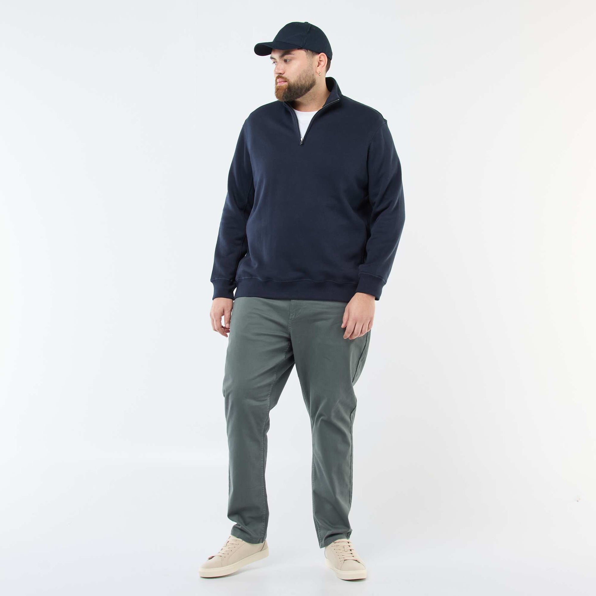 Sweat uni à col camionneur BLEU