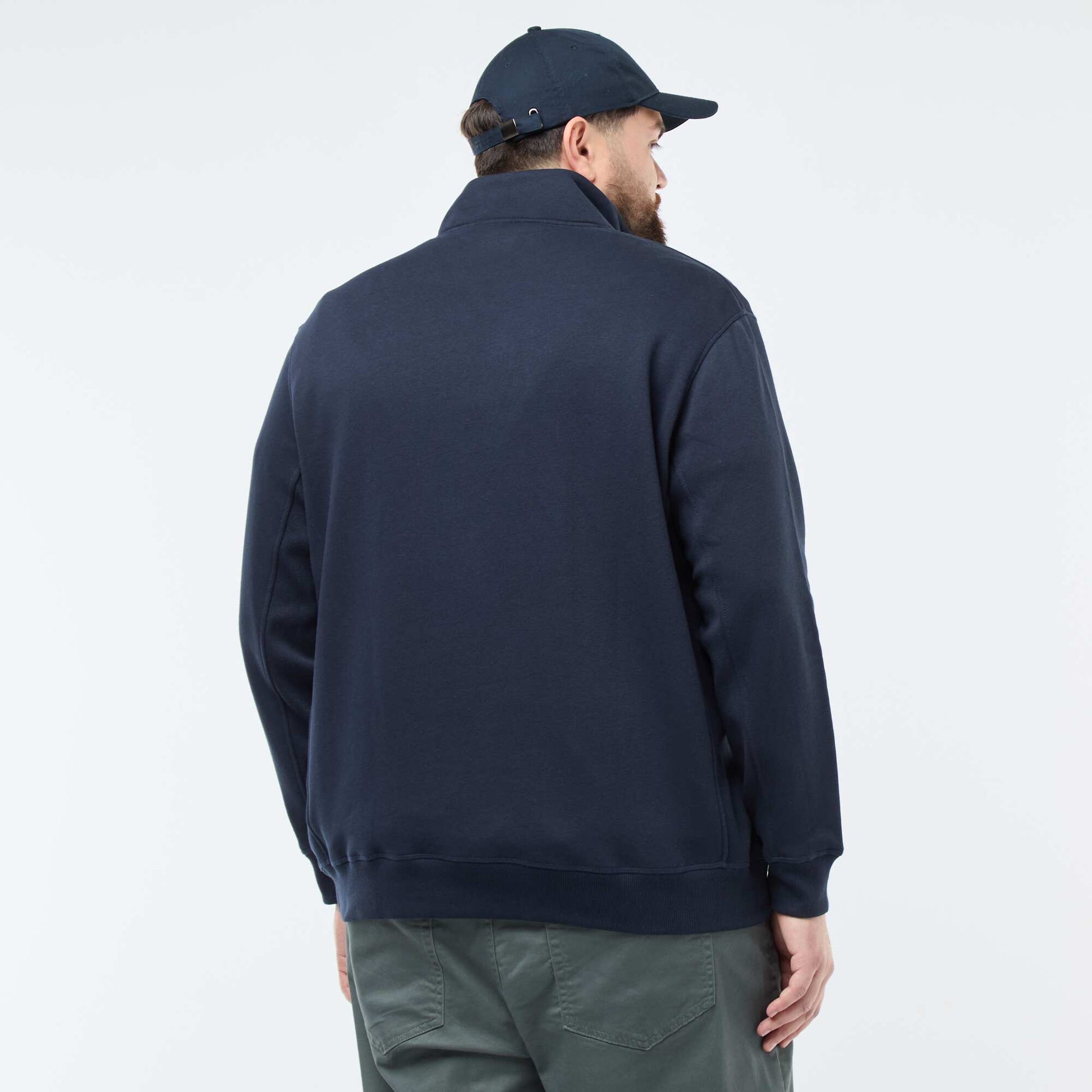 Sweat uni à col camionneur BLEU