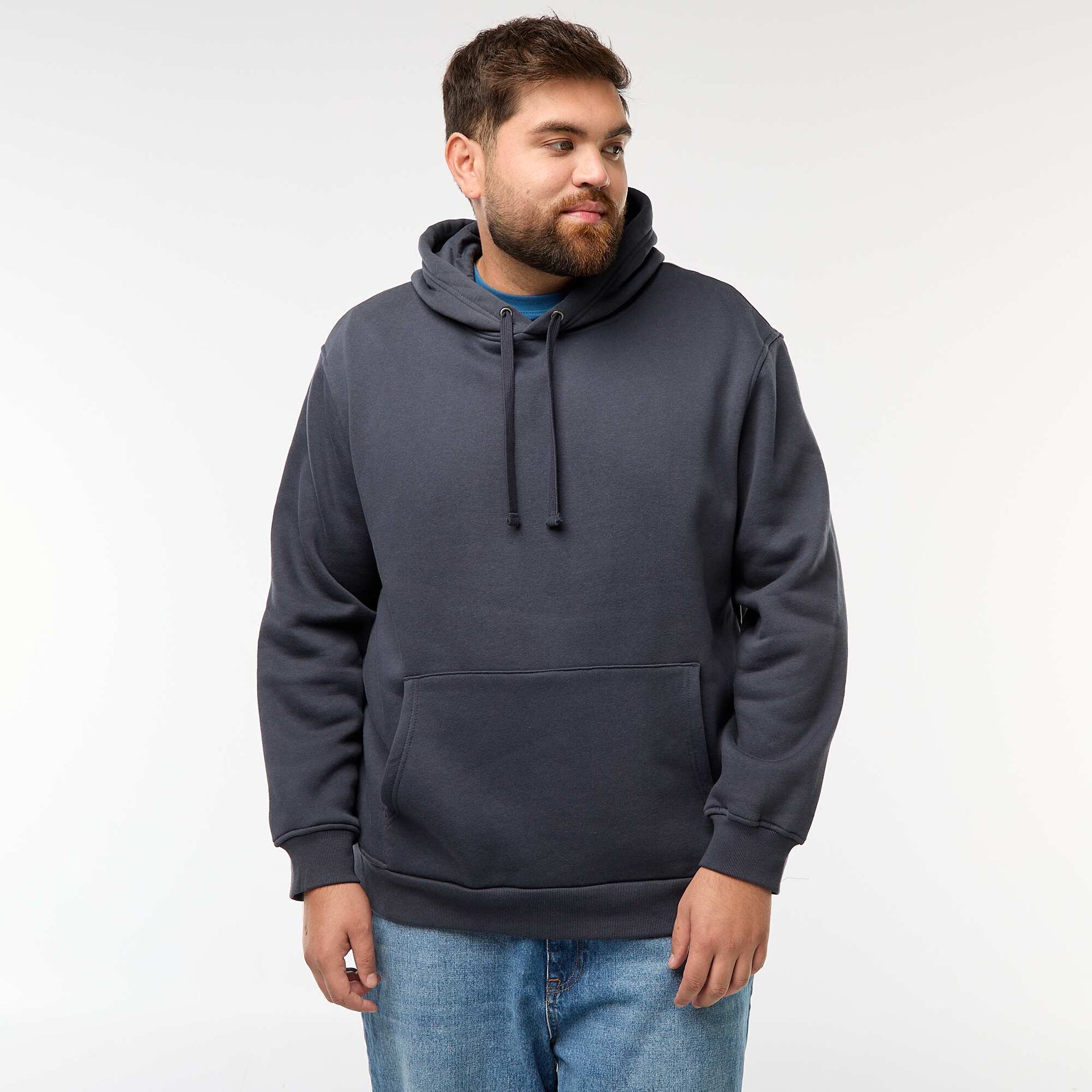 Sweat en molleton à capuche avec poche kangourou BLEU