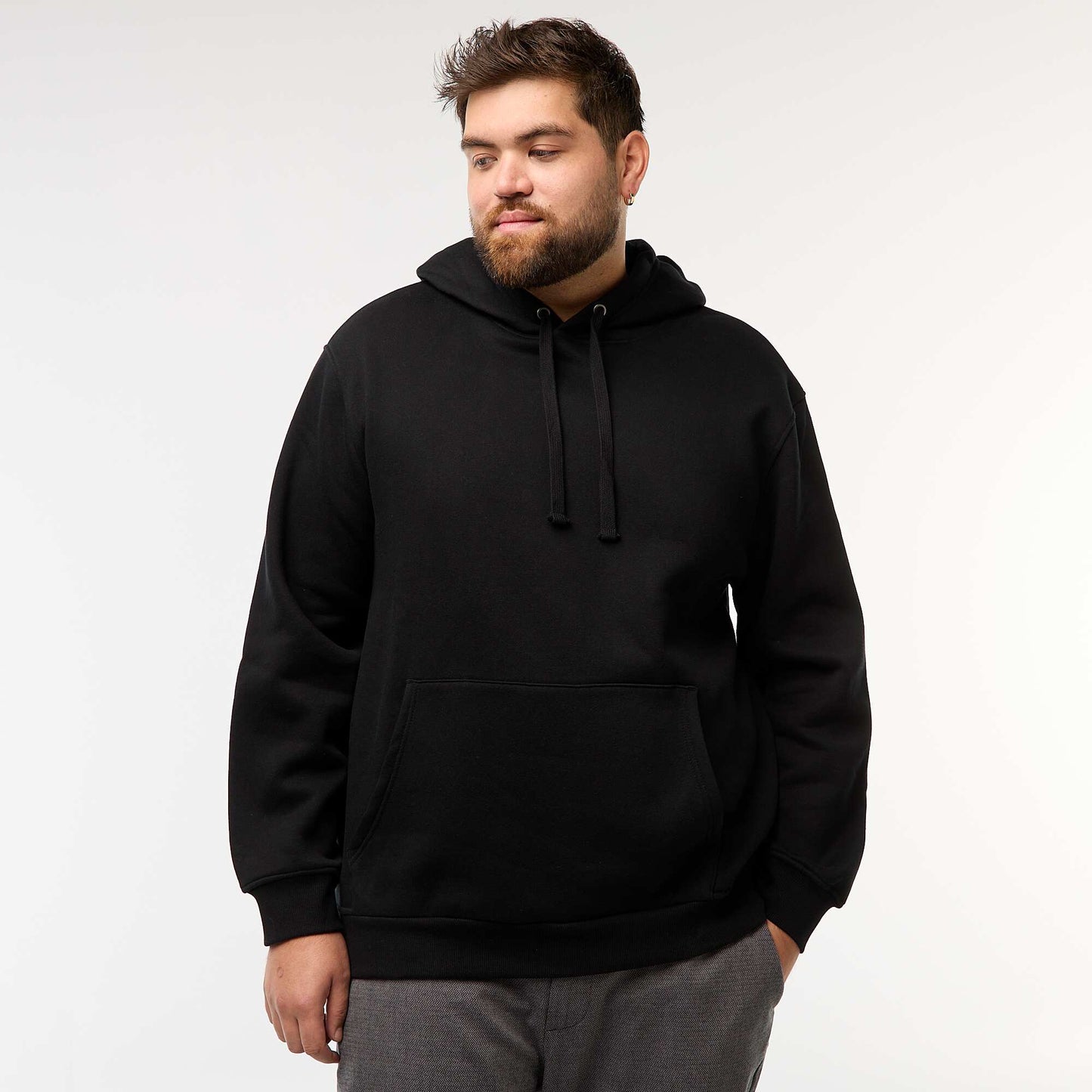 Sweat en molleton à capuche avec poche kangourou NOIR