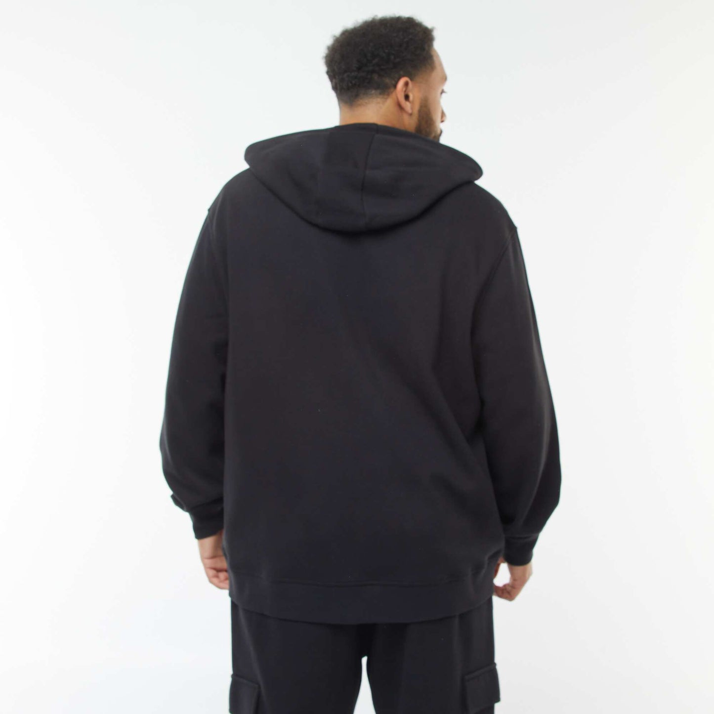 Sweat en maille piquée avec ouverture zippée et capuche NOIR