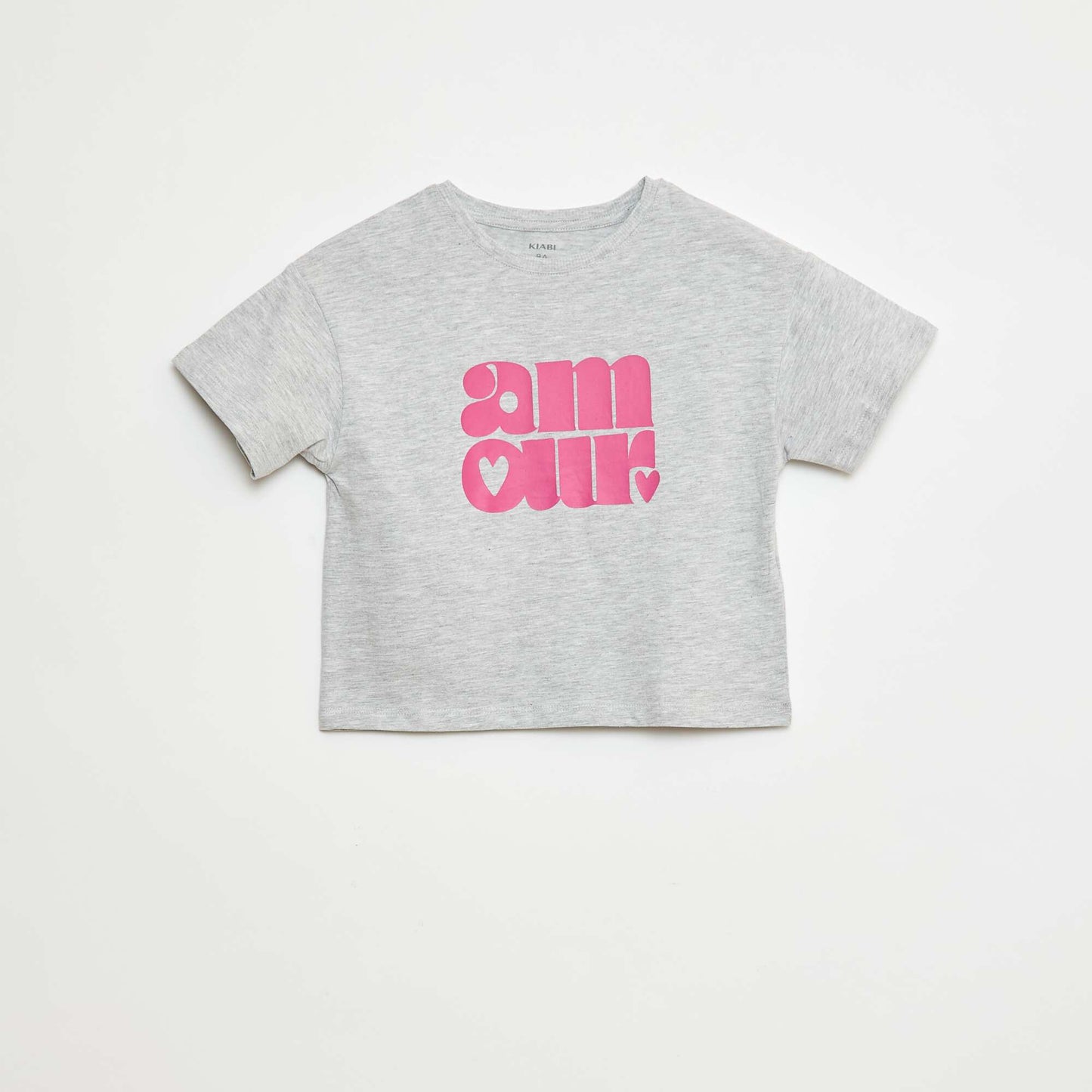 T-shirt imprimé en coton GRIS/ROSE