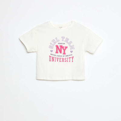 T-shirt imprimé en coton BLANC