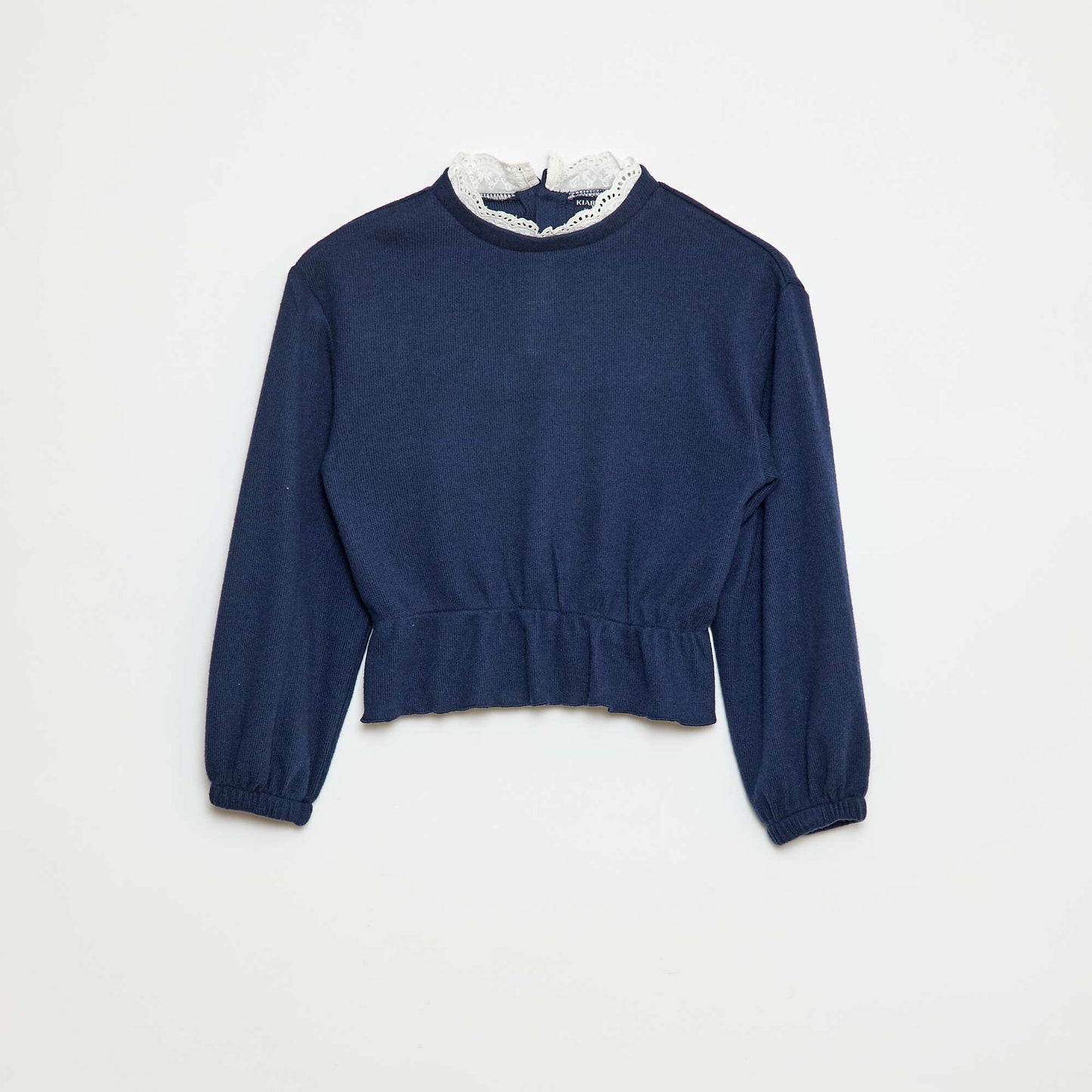 T-shirt en dentelle uni BLEU