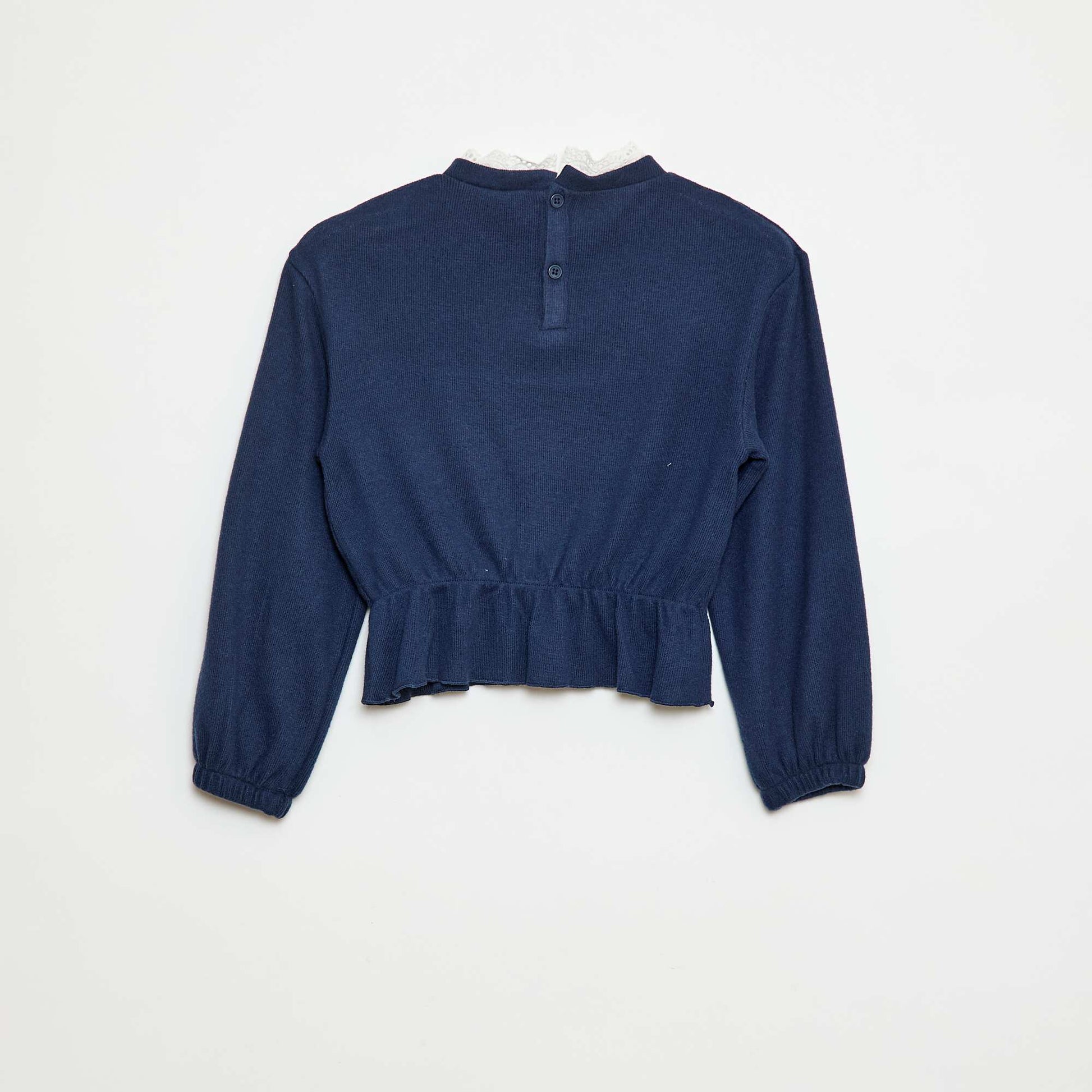 T-shirt en dentelle uni BLEU