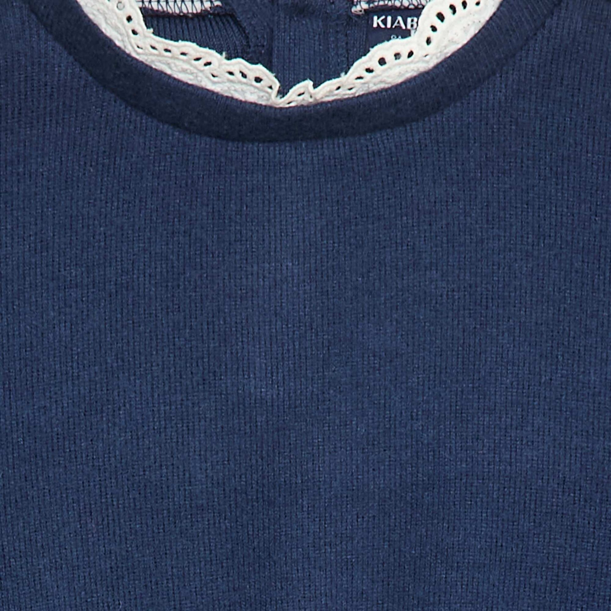 T-shirt en dentelle uni BLEU