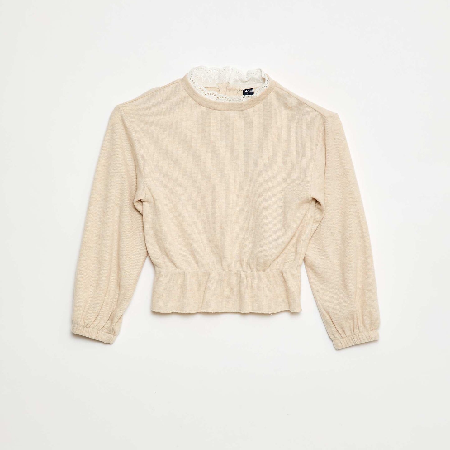 T-shirt en dentelle uni BEIGE