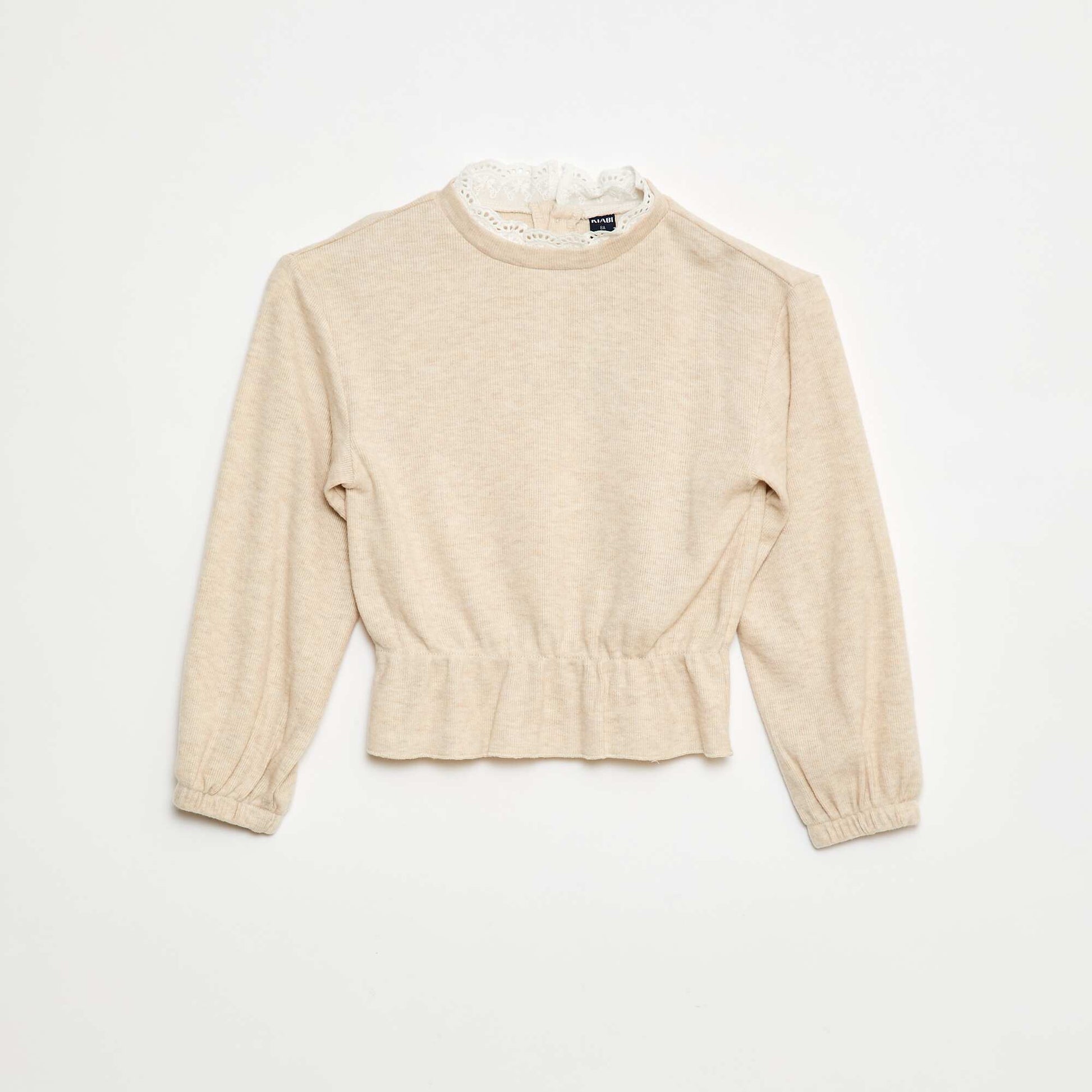 T-shirt en dentelle uni BEIGE