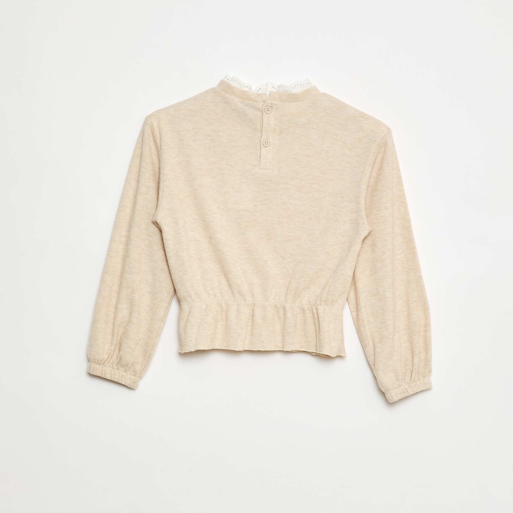 T-shirt en dentelle uni BEIGE