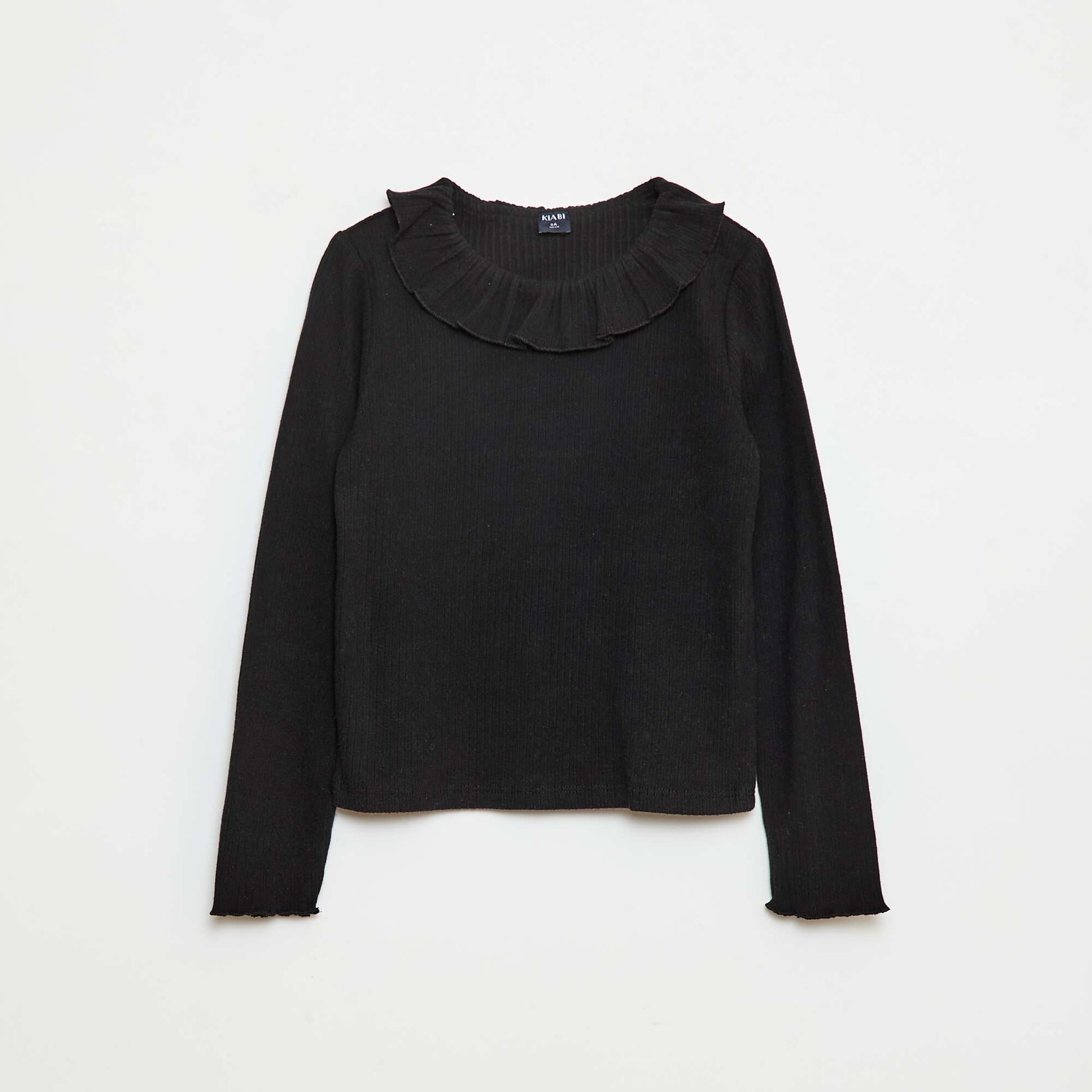 T-shirt en maille côtelée NOIR