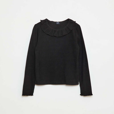 T-shirt en maille côtelée NOIR