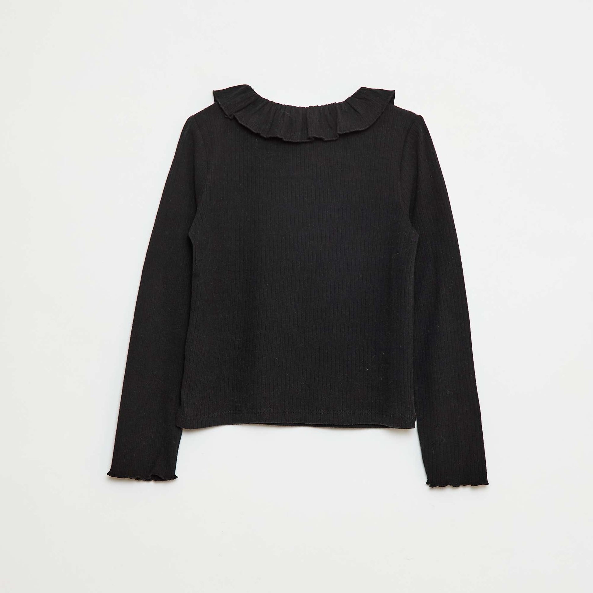 T-shirt en maille côtelée NOIR