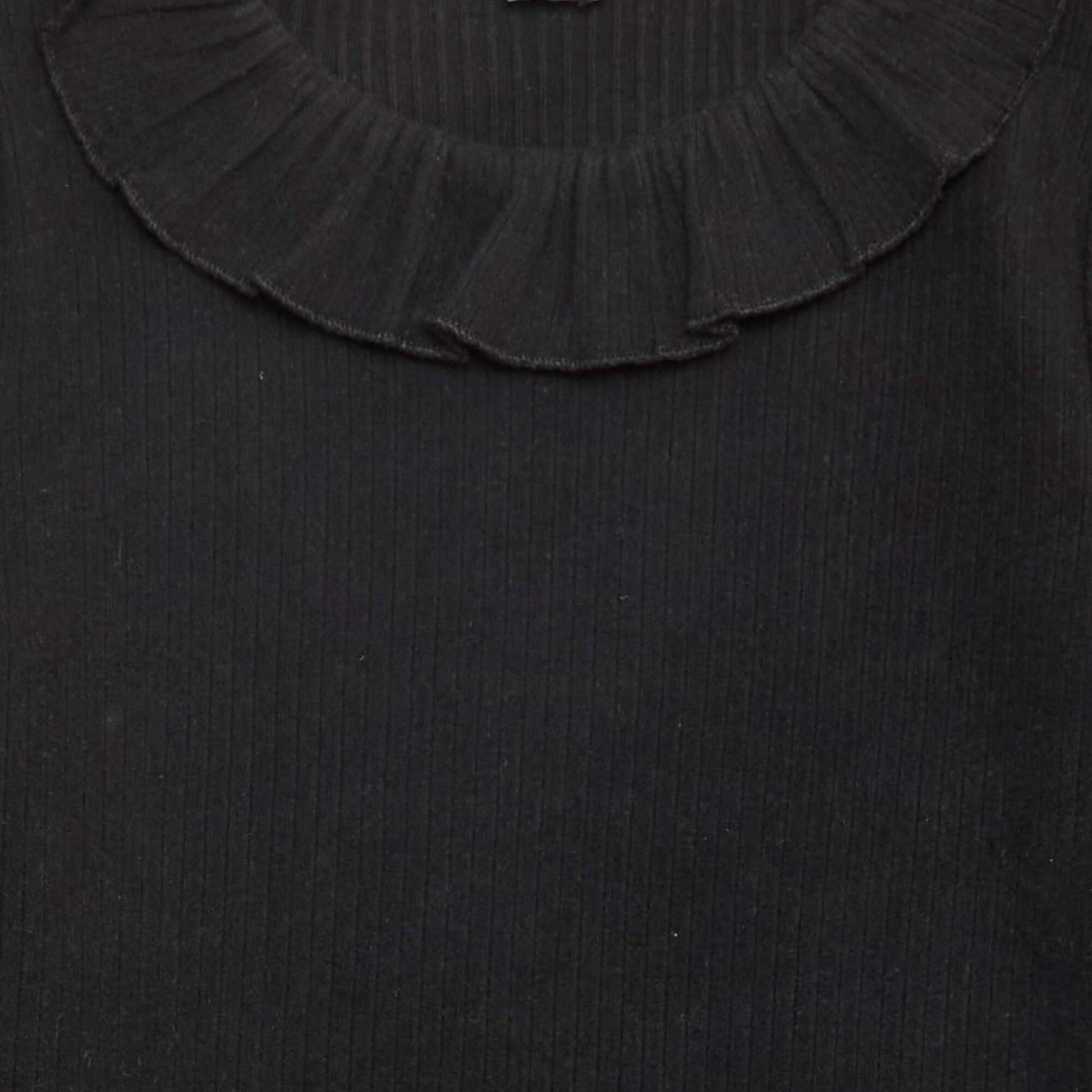 T-shirt en maille côtelée NOIR