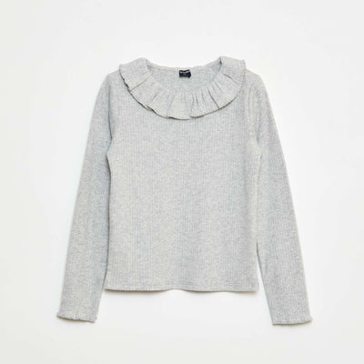 T-shirt en maille côtelée GRIS