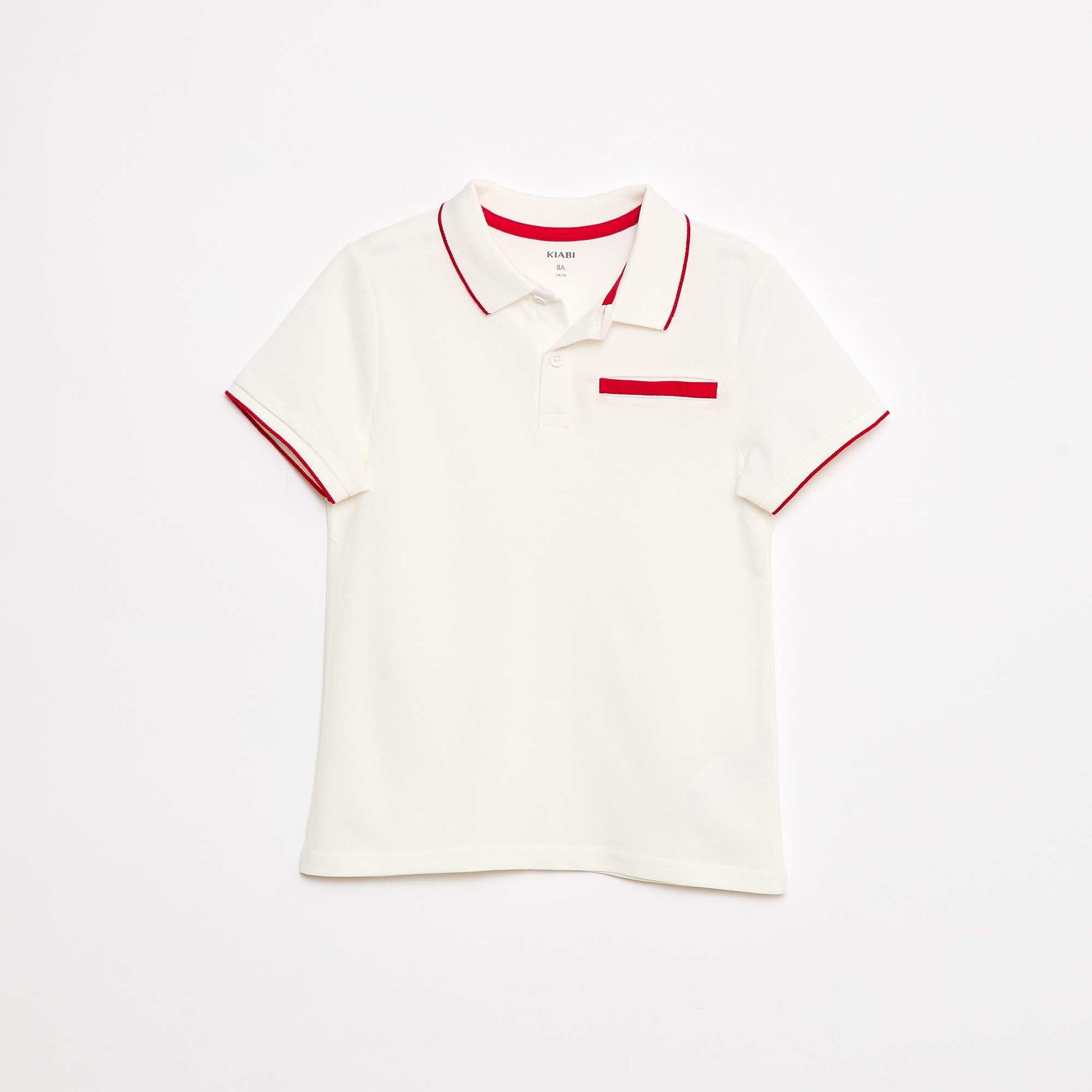 Polo à liseré contrasté uni BLANC