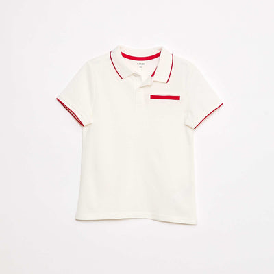 Polo à liseré contrasté uni BLANC