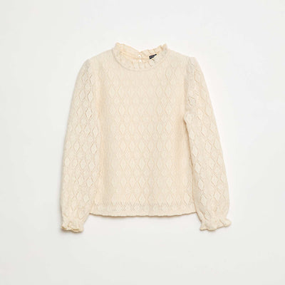 T-shirt en maille ajourée BLANC