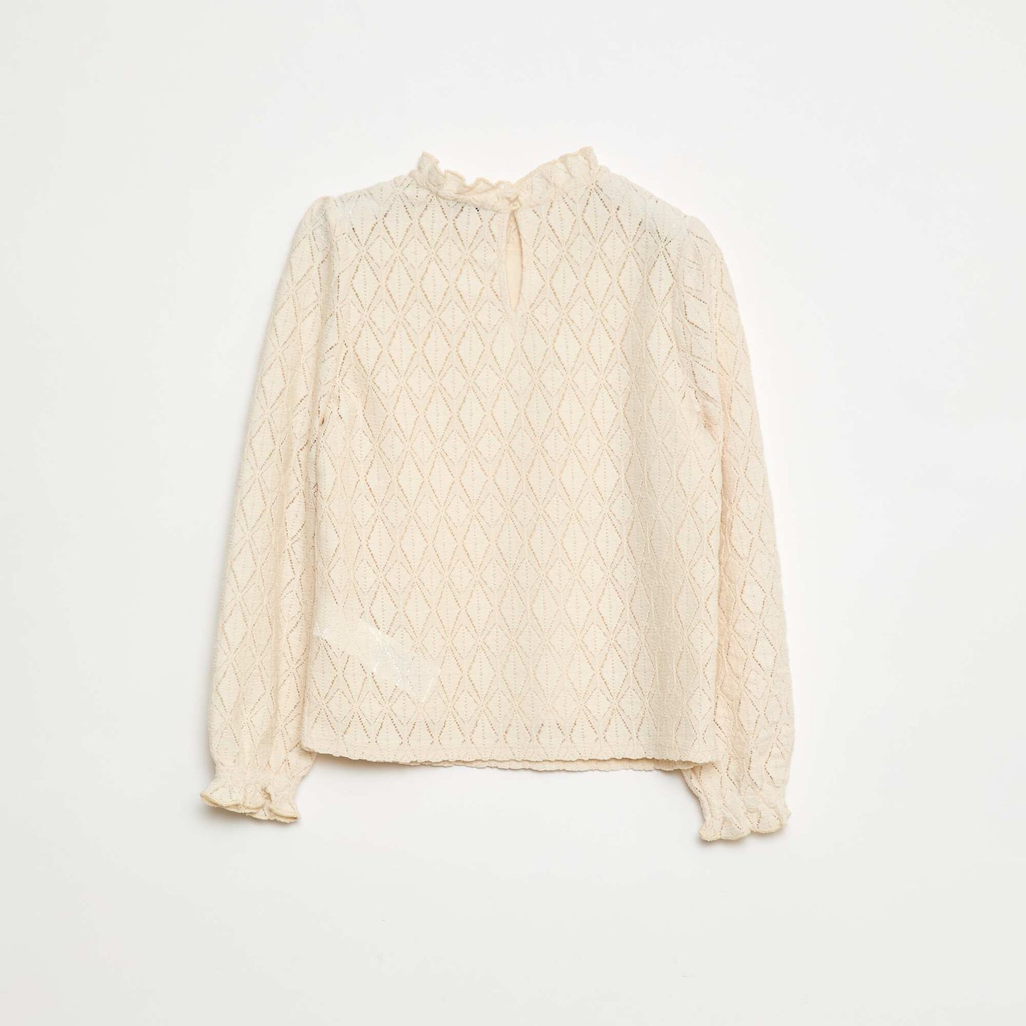 T-shirt en maille ajourée BLANC