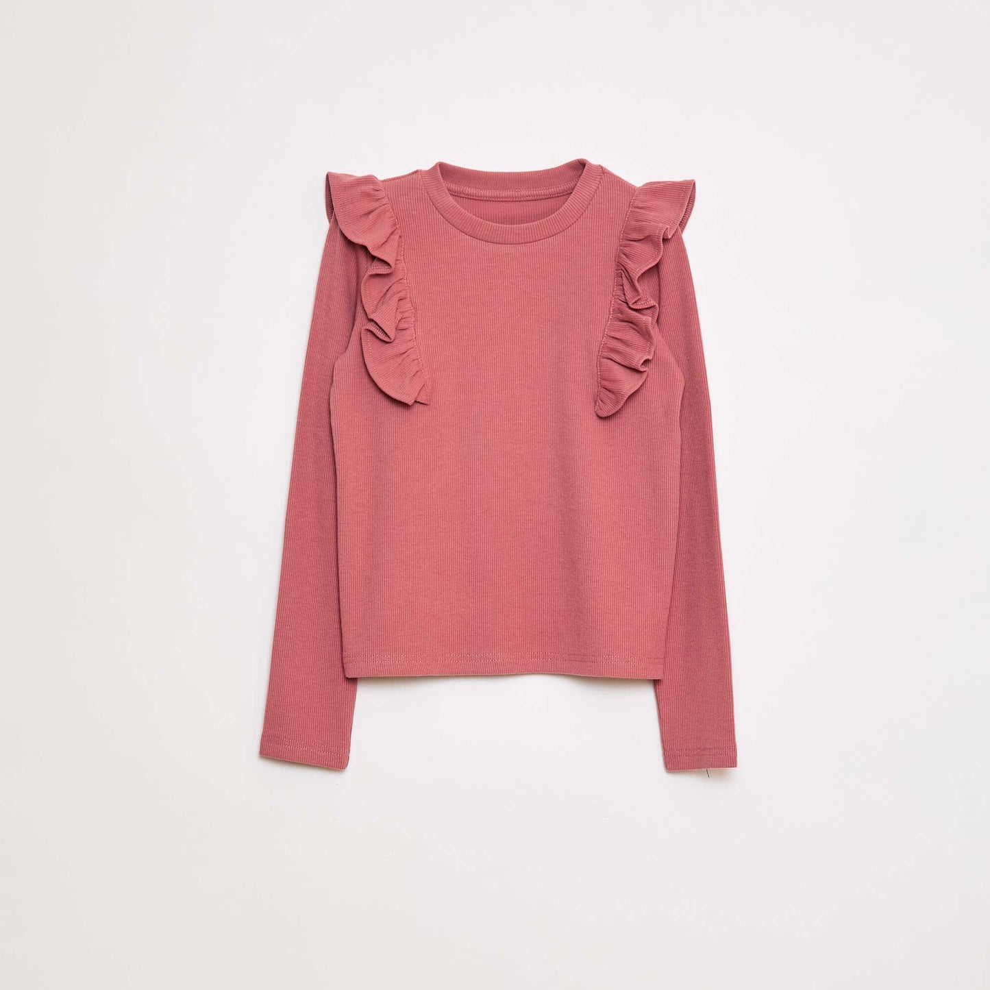 T-shirt à manches longues en matière côtelée ROSE
