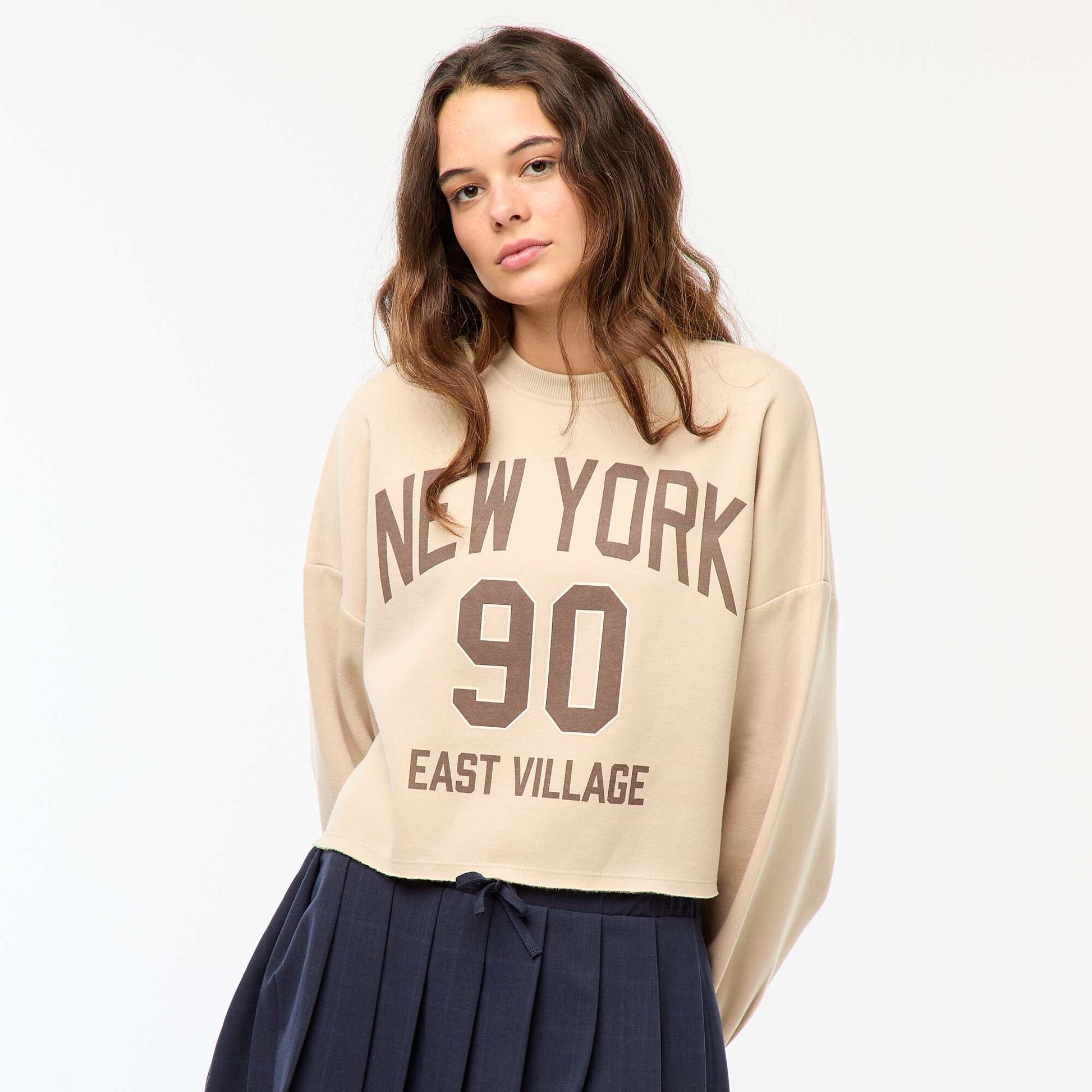 Sweat en molleton imprimé BEIGE