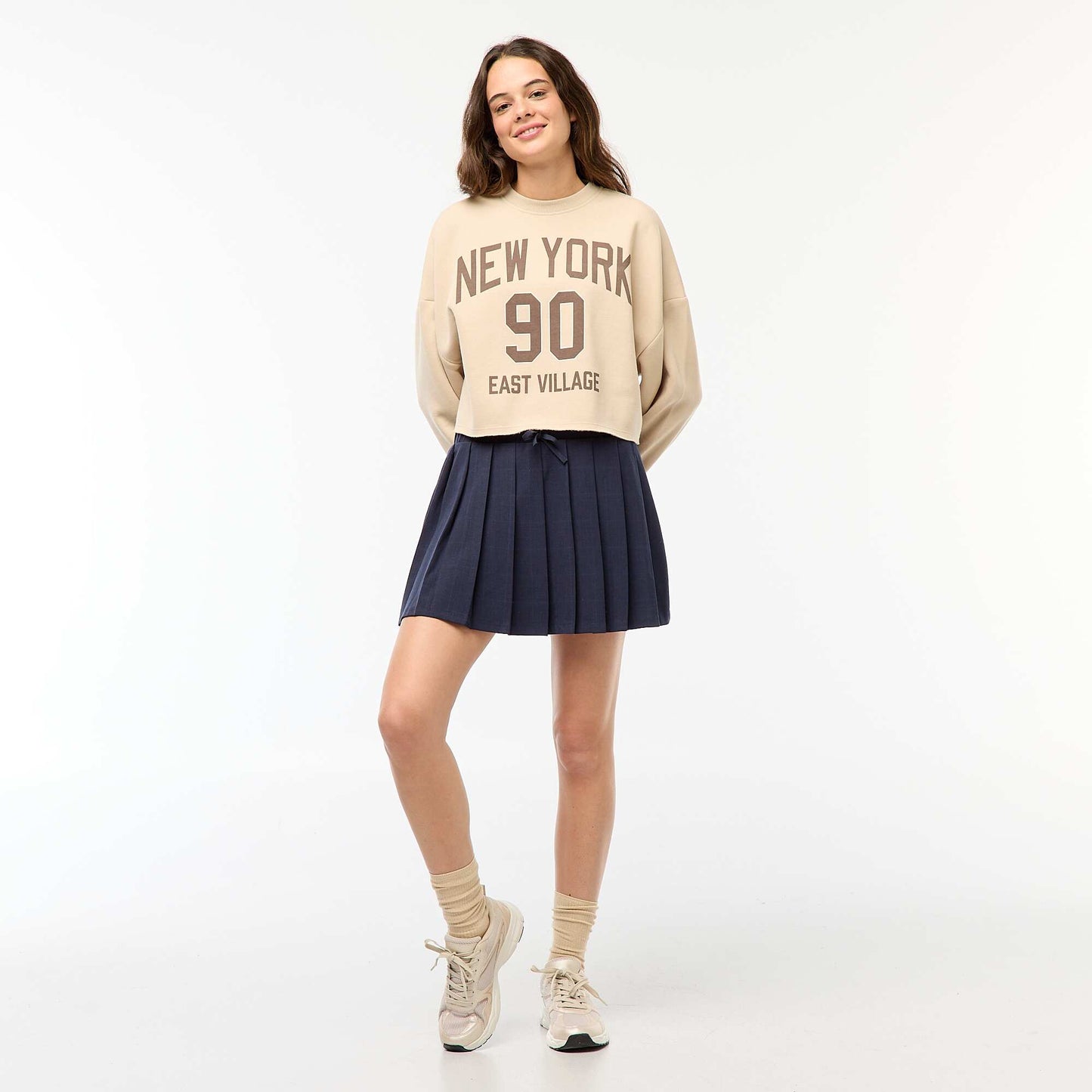 Sweat à col rond en molleton BEIGE