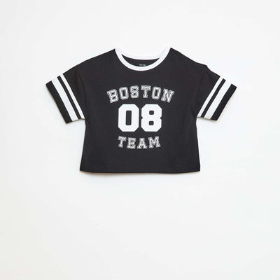 T-shirt style sport américain manches courtes NOIR