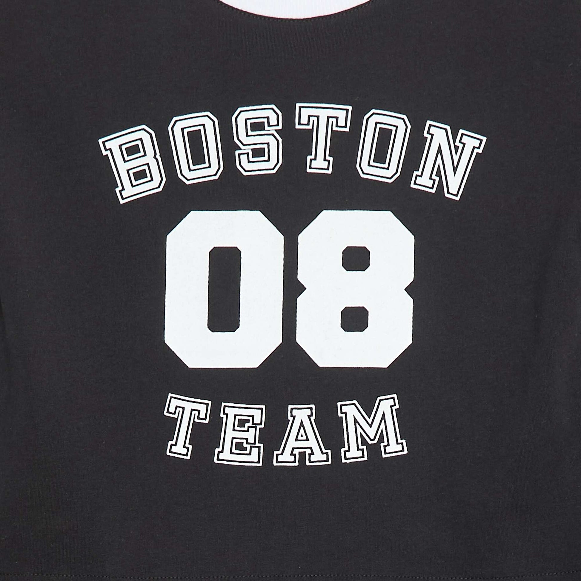 T-shirt style sport américain manches courtes NOIR