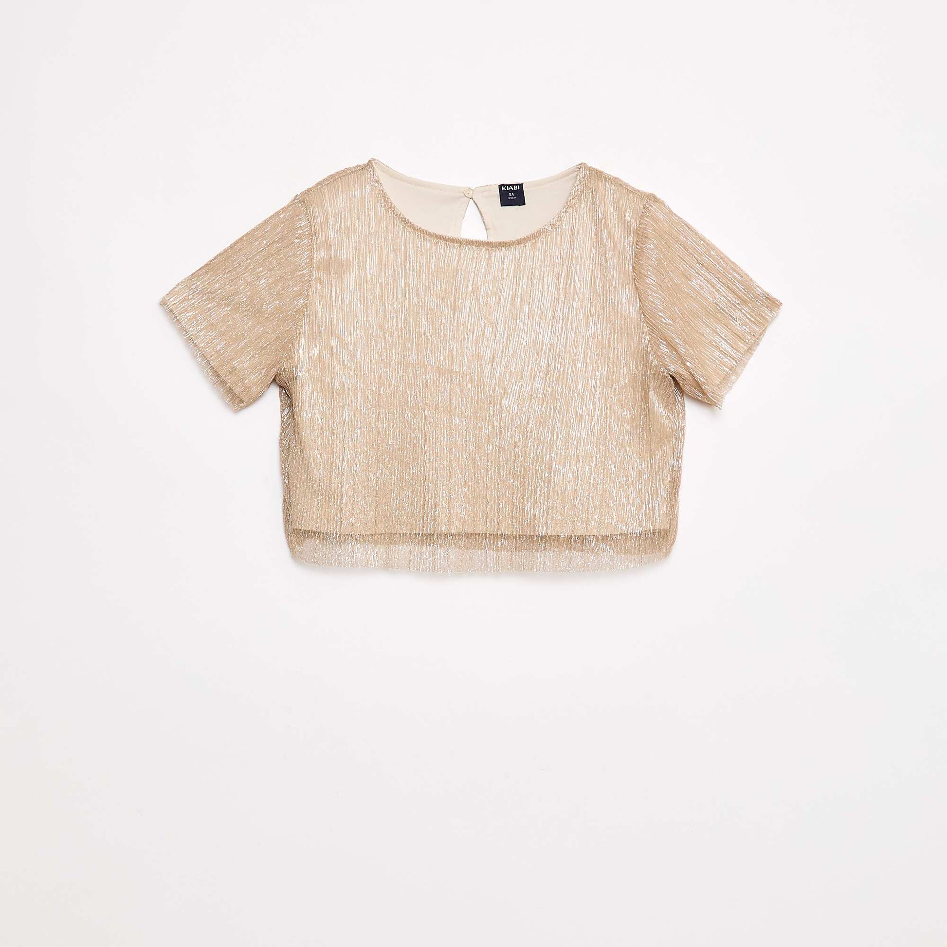 T-shirt col rond effet brillant BEIGE