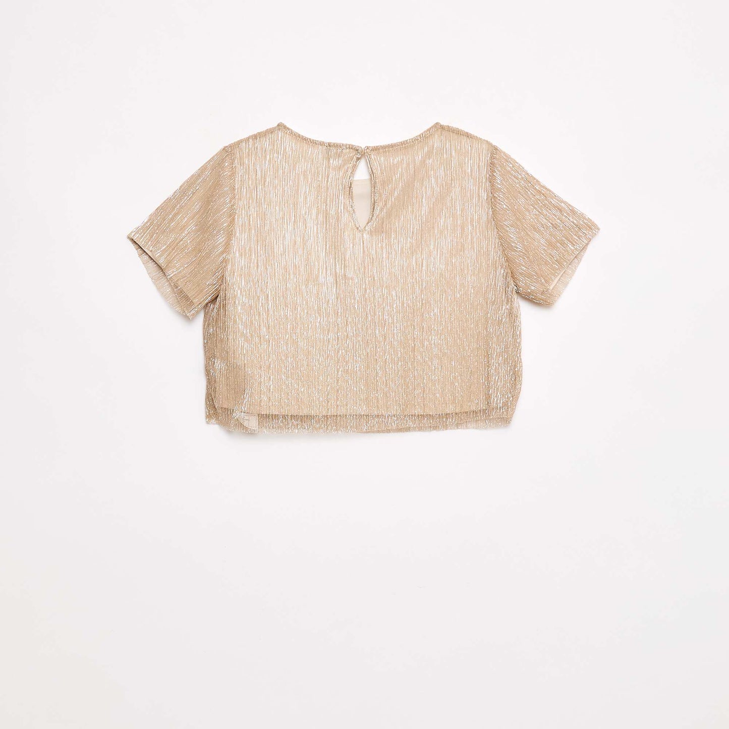 T-shirt col rond effet brillant BEIGE
